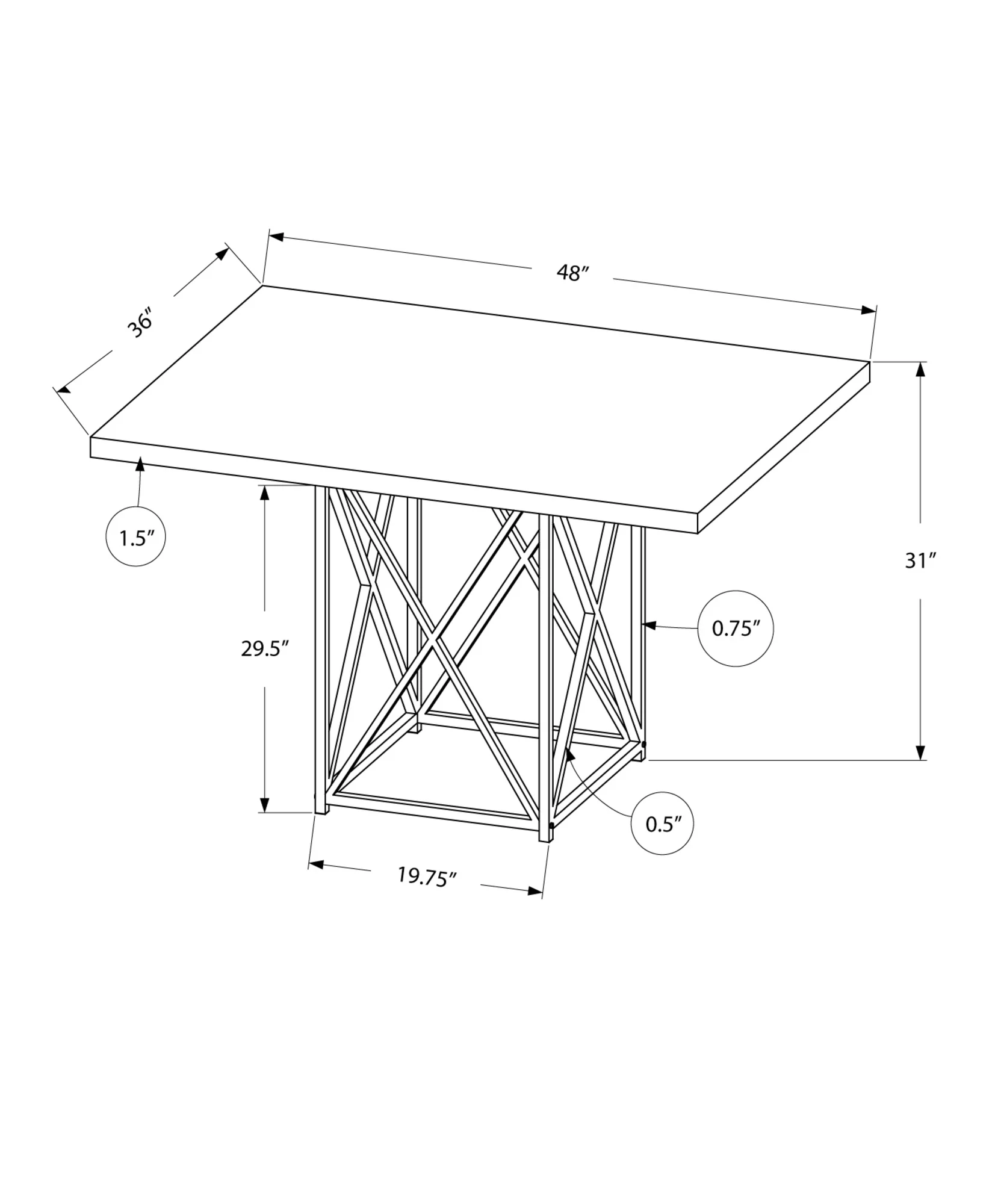 Grey Particle Board And Chrome Metal Dining Table By Homeroots - Image 3