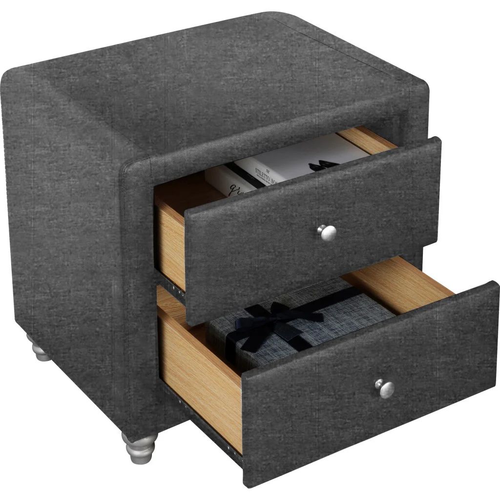 Grey Platform King Bed With Two Nightstands By Homeroots - Image 5