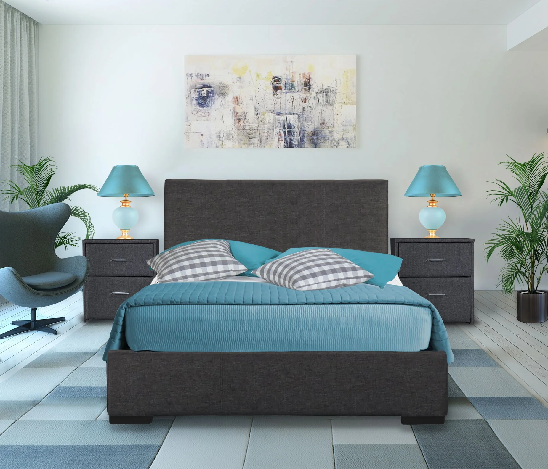 Grey Upholstered Twin Platform Bed By Homeroots