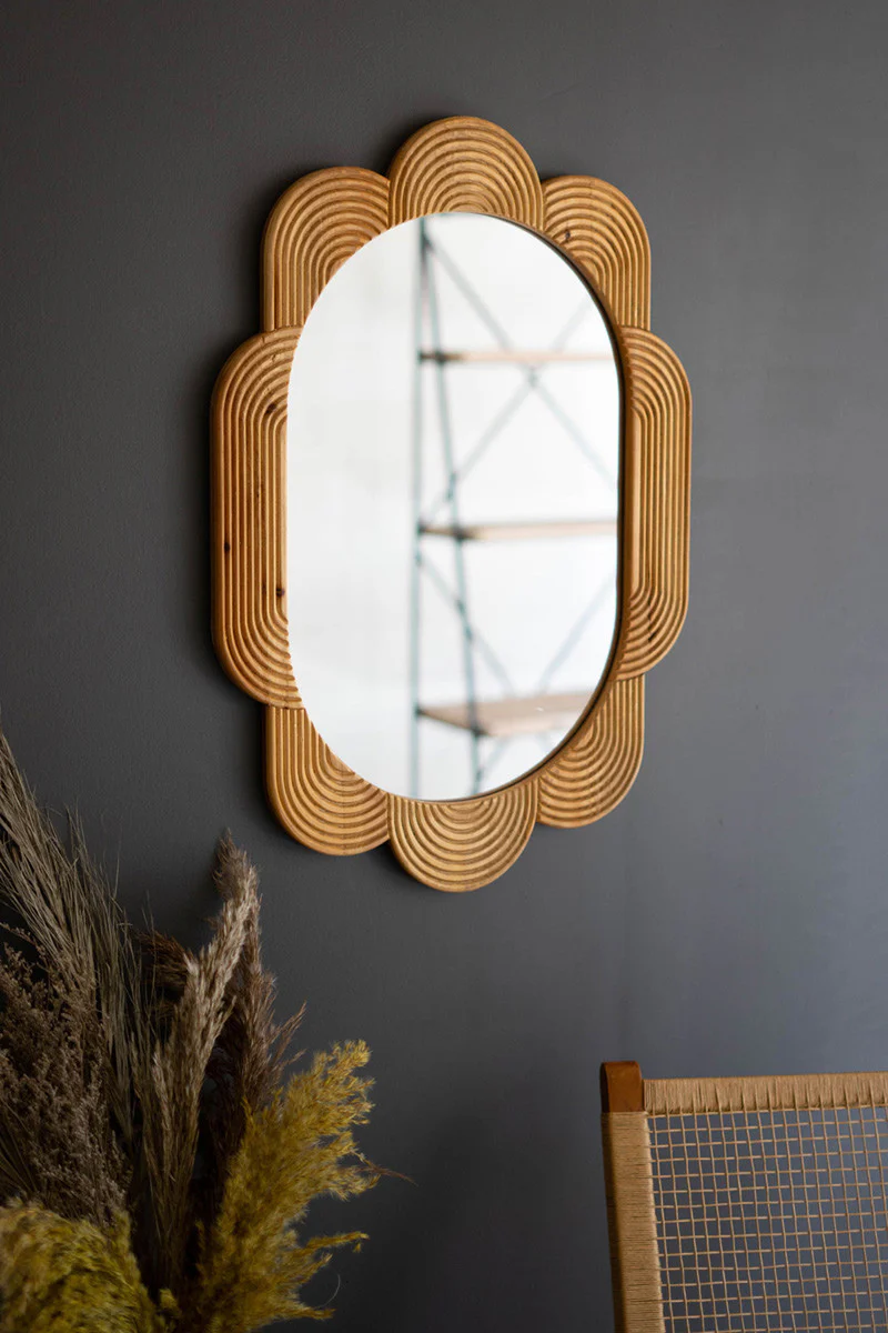 Grooved Wood Framed Mirror By Kalalou
