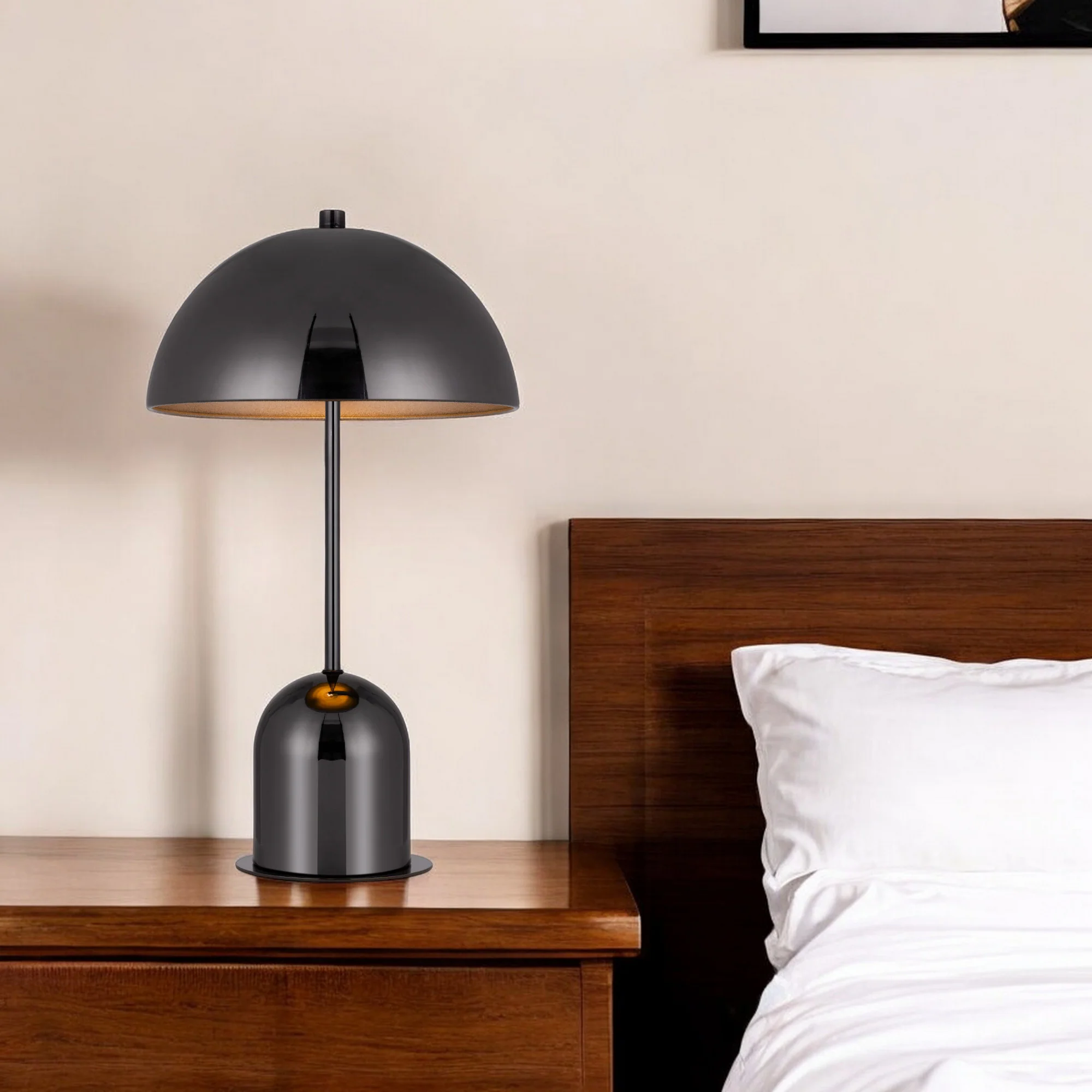 Gunmetal Dark Gray Desk Table Lamp With Half Dome Shade By Homeroots