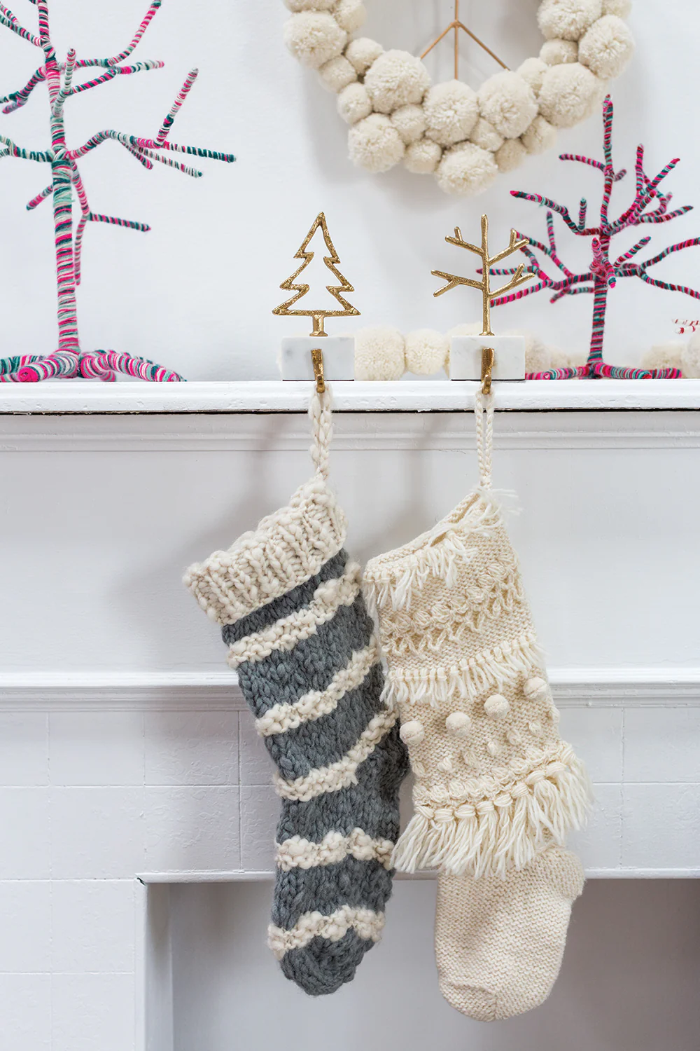 Hand Knit Stocking Set of 2 By Accent Decor - Image 4