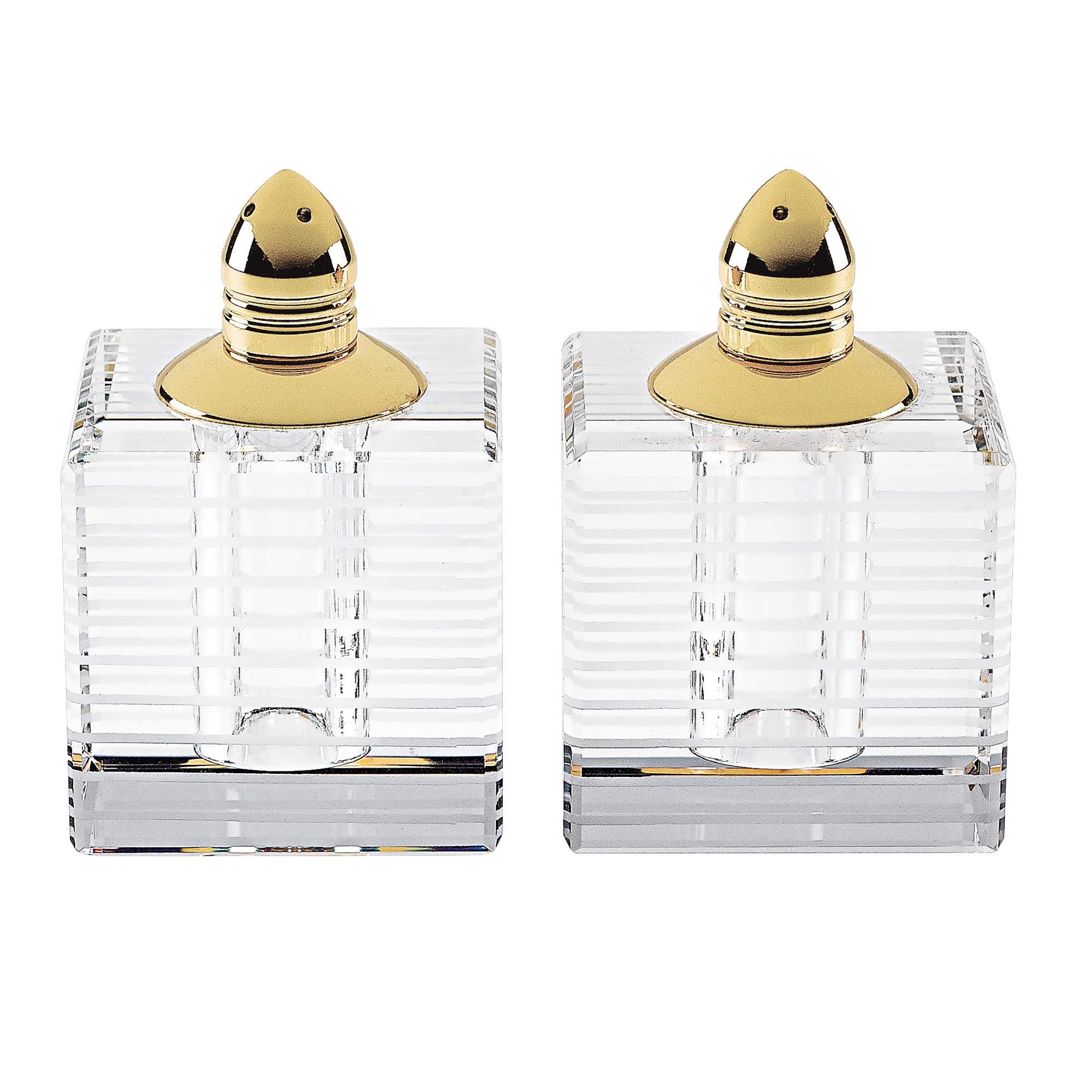 Hand Made Crystal Gold Pair Of Salt And Pepper Shakers By Homeroots