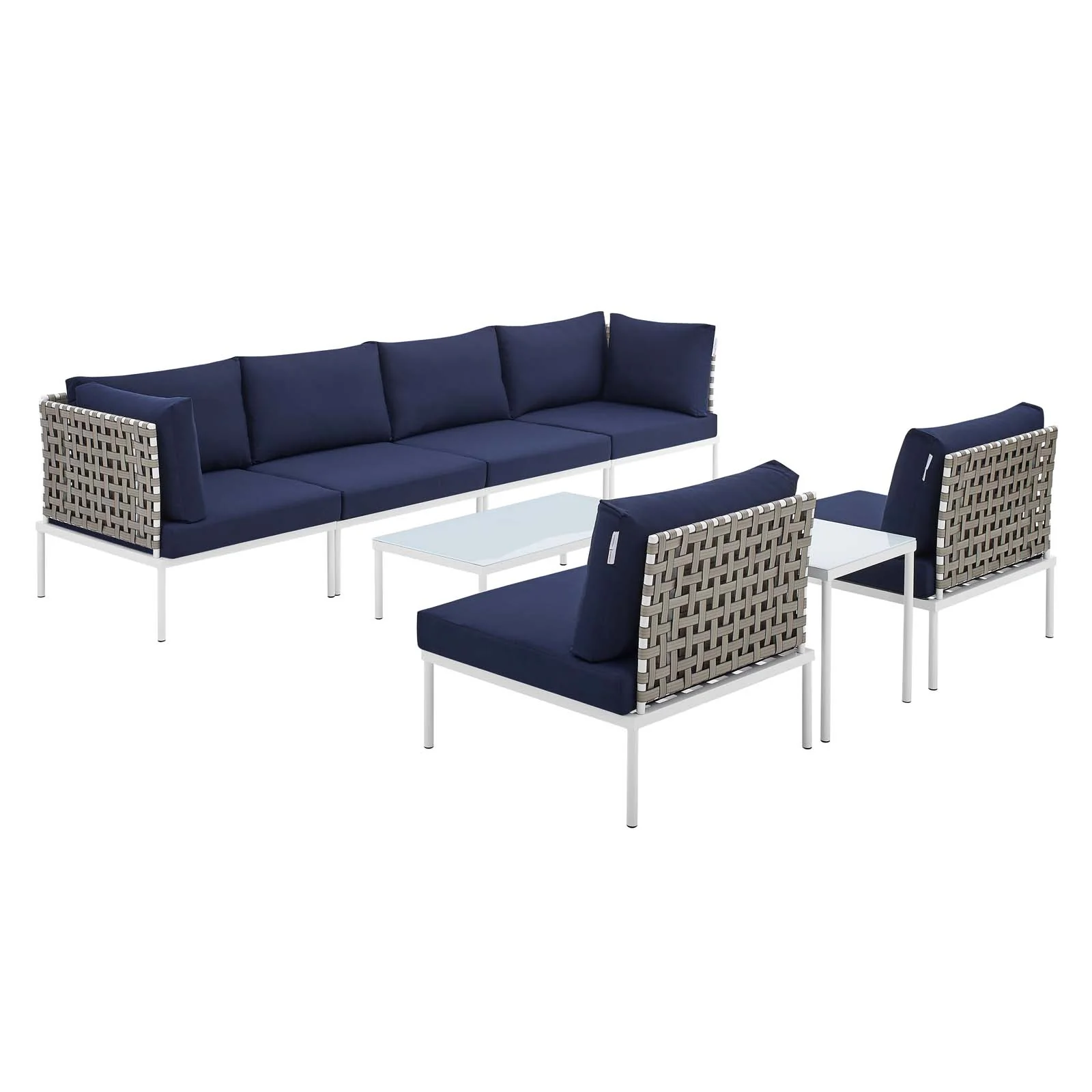 Harmony 8-Piece Sunbrella® Basket Weave Outdoor Patio Aluminum Sectional Sofa Set By Modway - EEI-4943 - Image 16