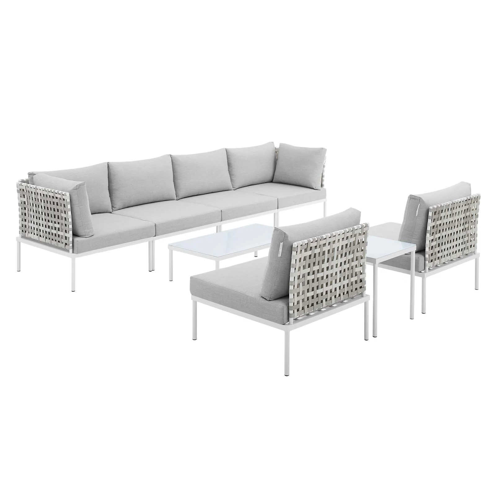 Harmony 8-Piece Sunbrella® Basket Weave Outdoor Patio Aluminum Sectional Sofa Set By Modway - EEI-4943 - Image 2