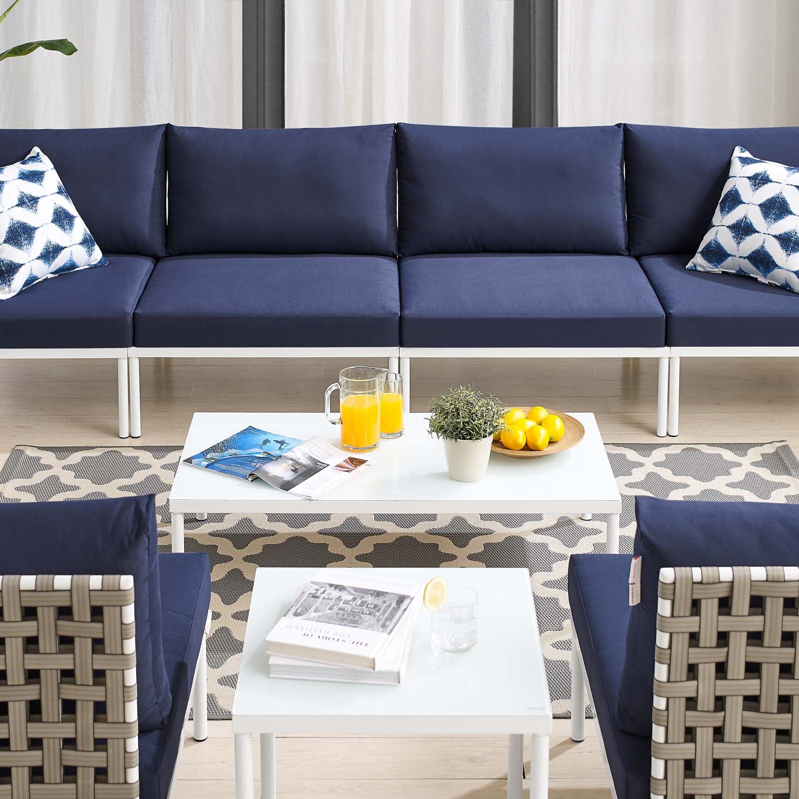 Harmony 8-Piece Sunbrella® Basket Weave Outdoor Patio Aluminum Sectional Sofa Set By Modway - EEI-4943 - Image 22