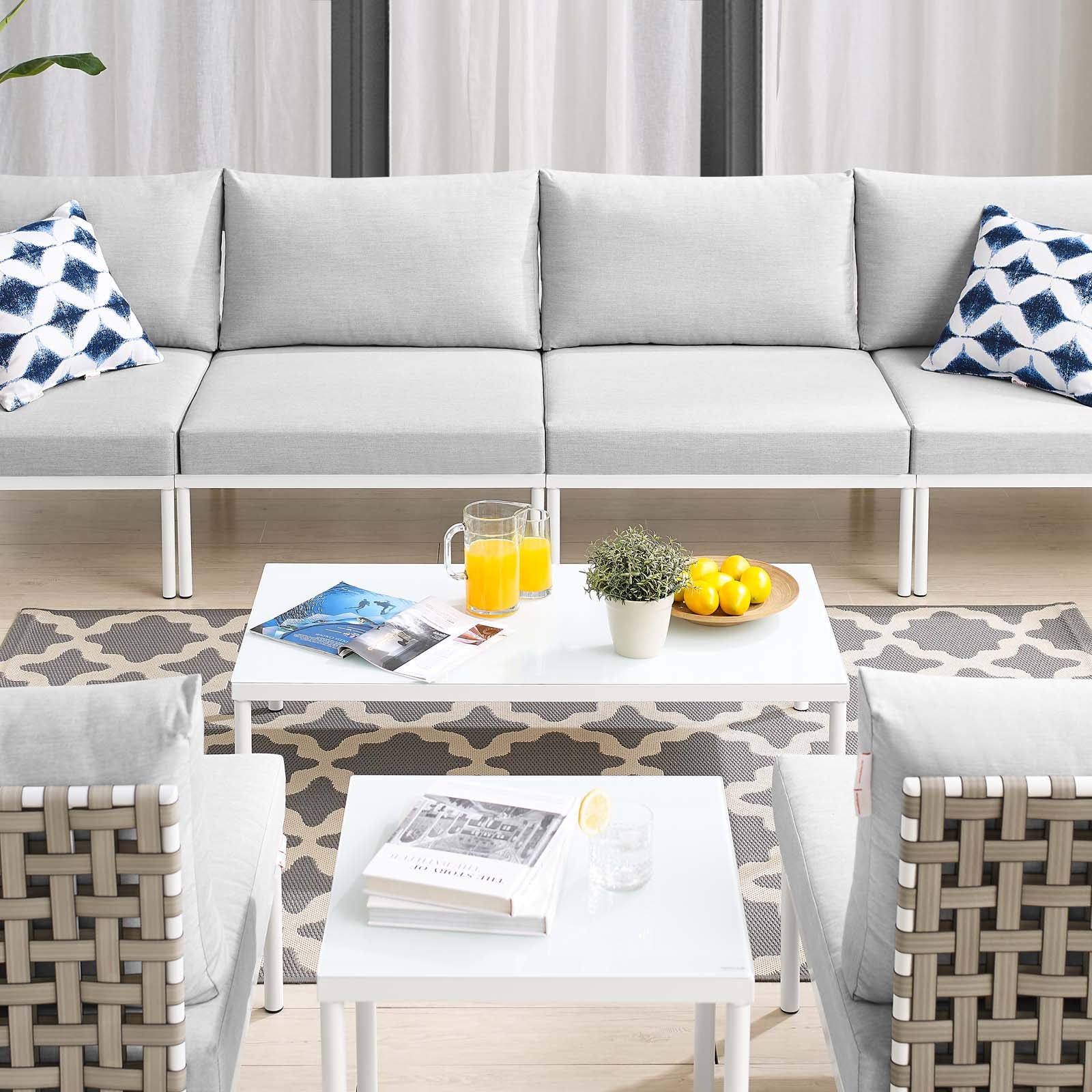 Harmony 8-Piece Sunbrella® Basket Weave Outdoor Patio Aluminum Sectional Sofa Set By Modway - EEI-4943 - Image 8