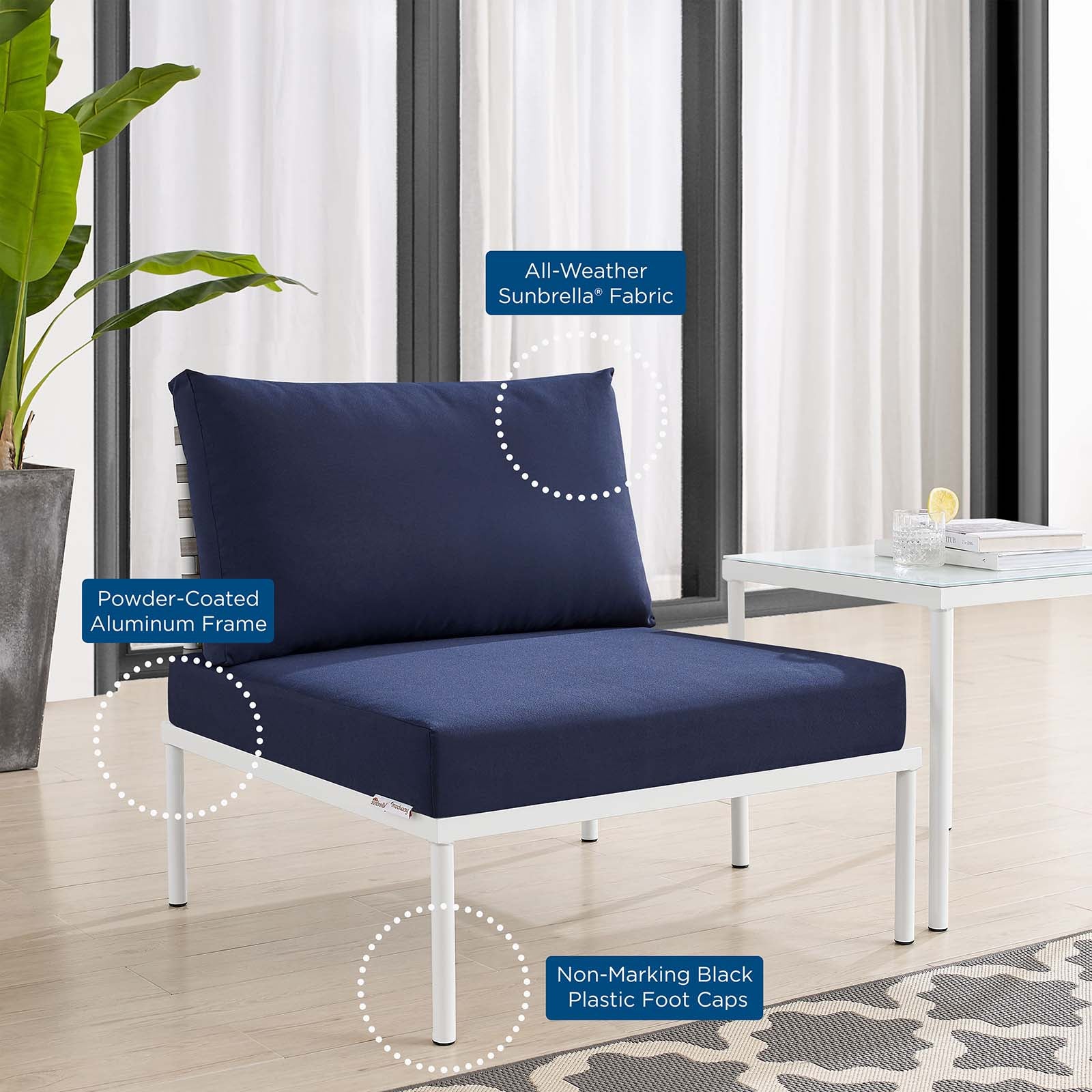 Harmony Sunbrella® Basket Weave Outdoor Patio Aluminum Armless Chair By Modway - EEI-4958 - Image 14
