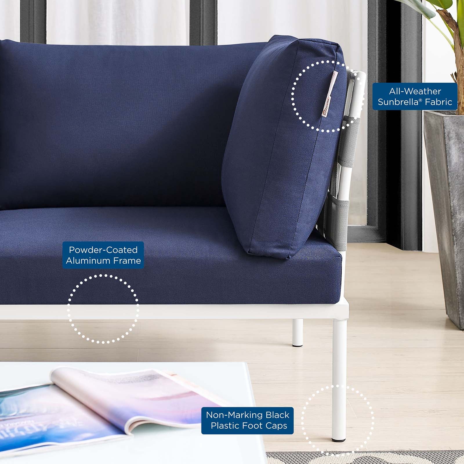 Harmony Sunbrella® Outdoor Patio Aluminum Sofa By Modway - EEI-4968 - Image 14