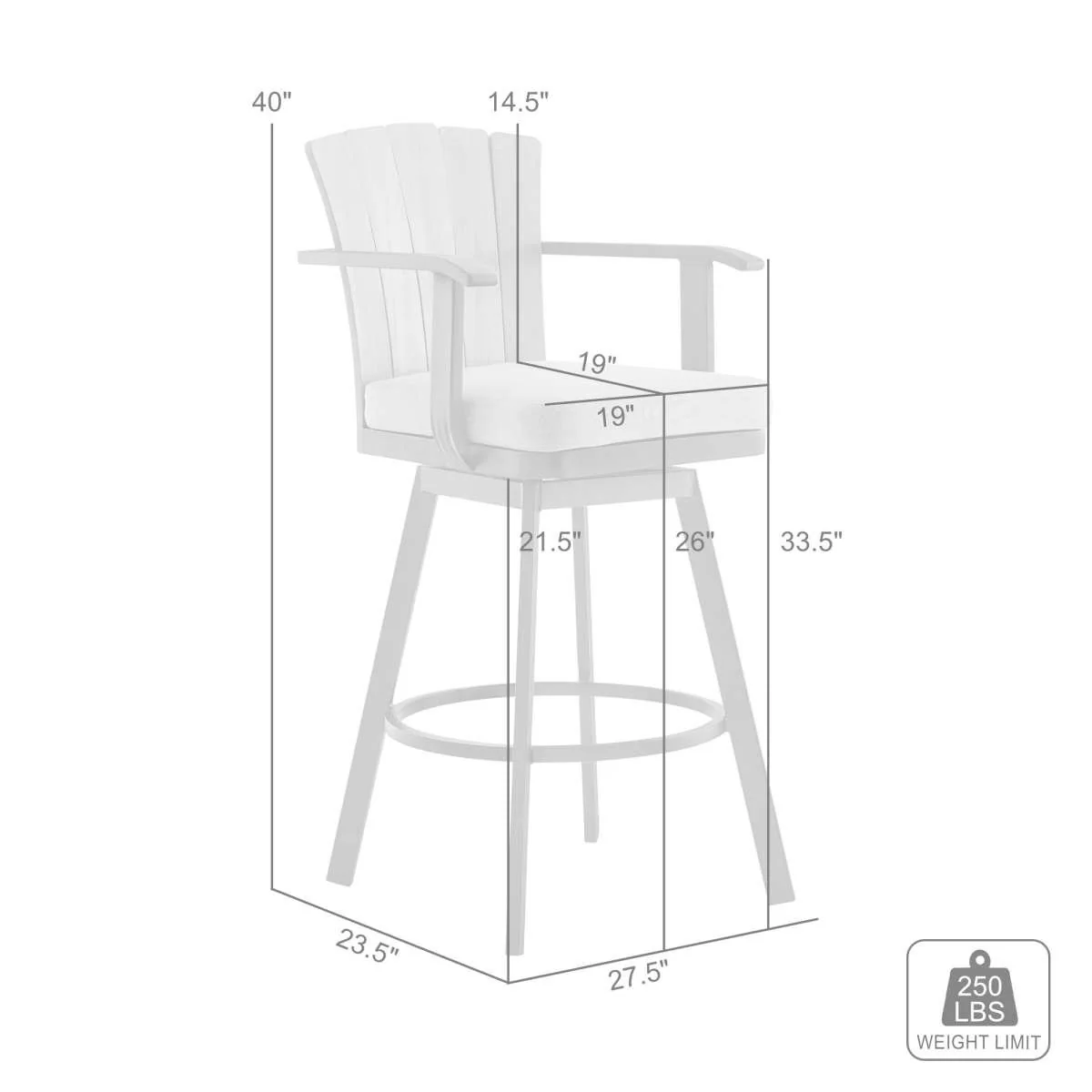 Hazel Outdoor Patio Swivel Counter Stool in Aluminum with Teak Wood and Brown Cushion By Armen Living - Image 7