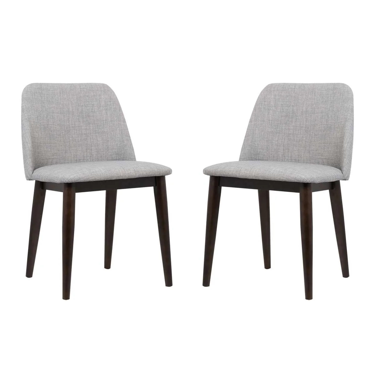 Horizon Contemporary Dining Chair in Light Gray Fabric with Brown Wood Legs - Set of 2 By Armen Living