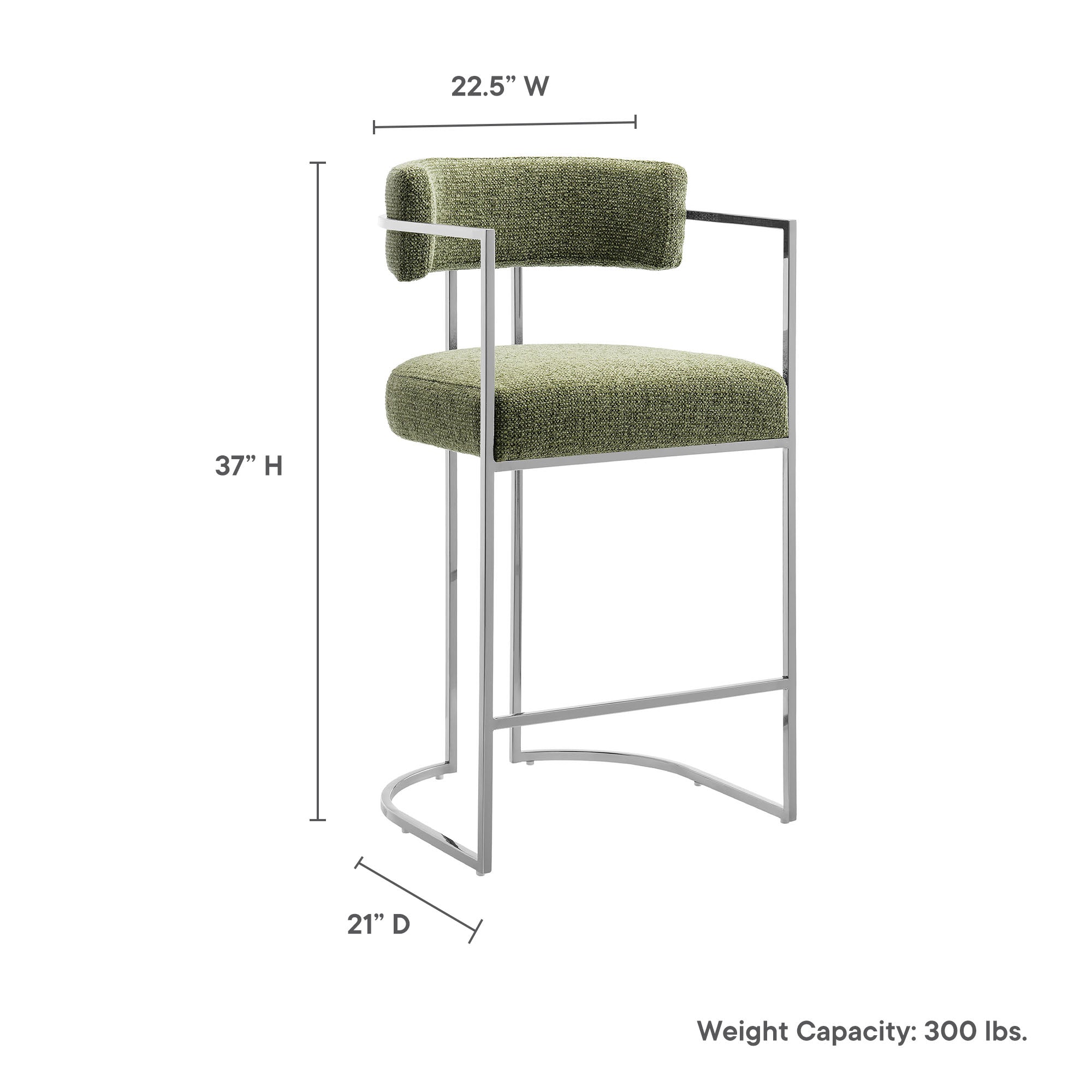Huron Curved Back Fabric and Metal Counter Stool by Modway - Image 19