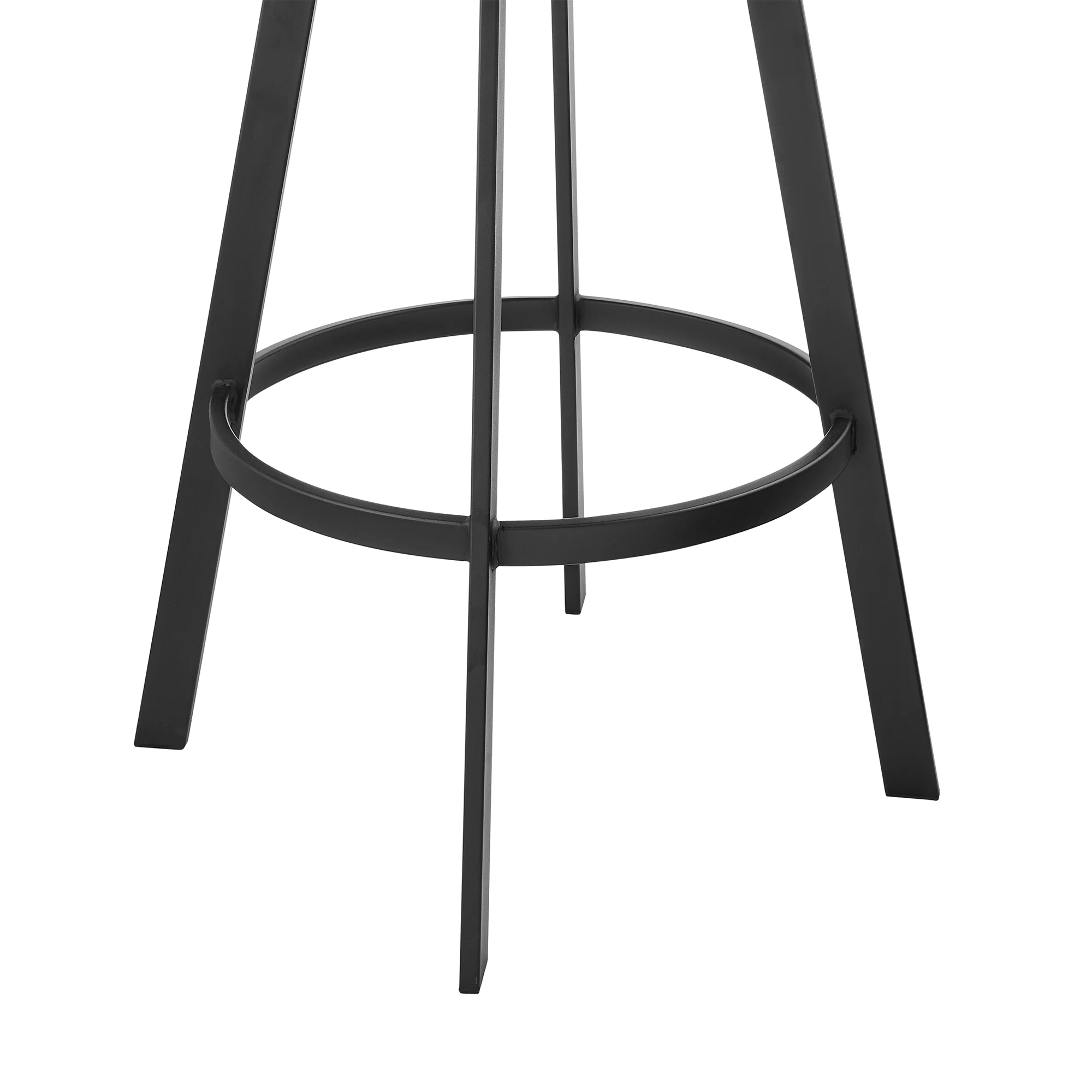 Idris 26" Swivel Counter Stool in Black Iron with Walnut Finish and Vintage Gray Faux Leather By Armen Living - Image 8