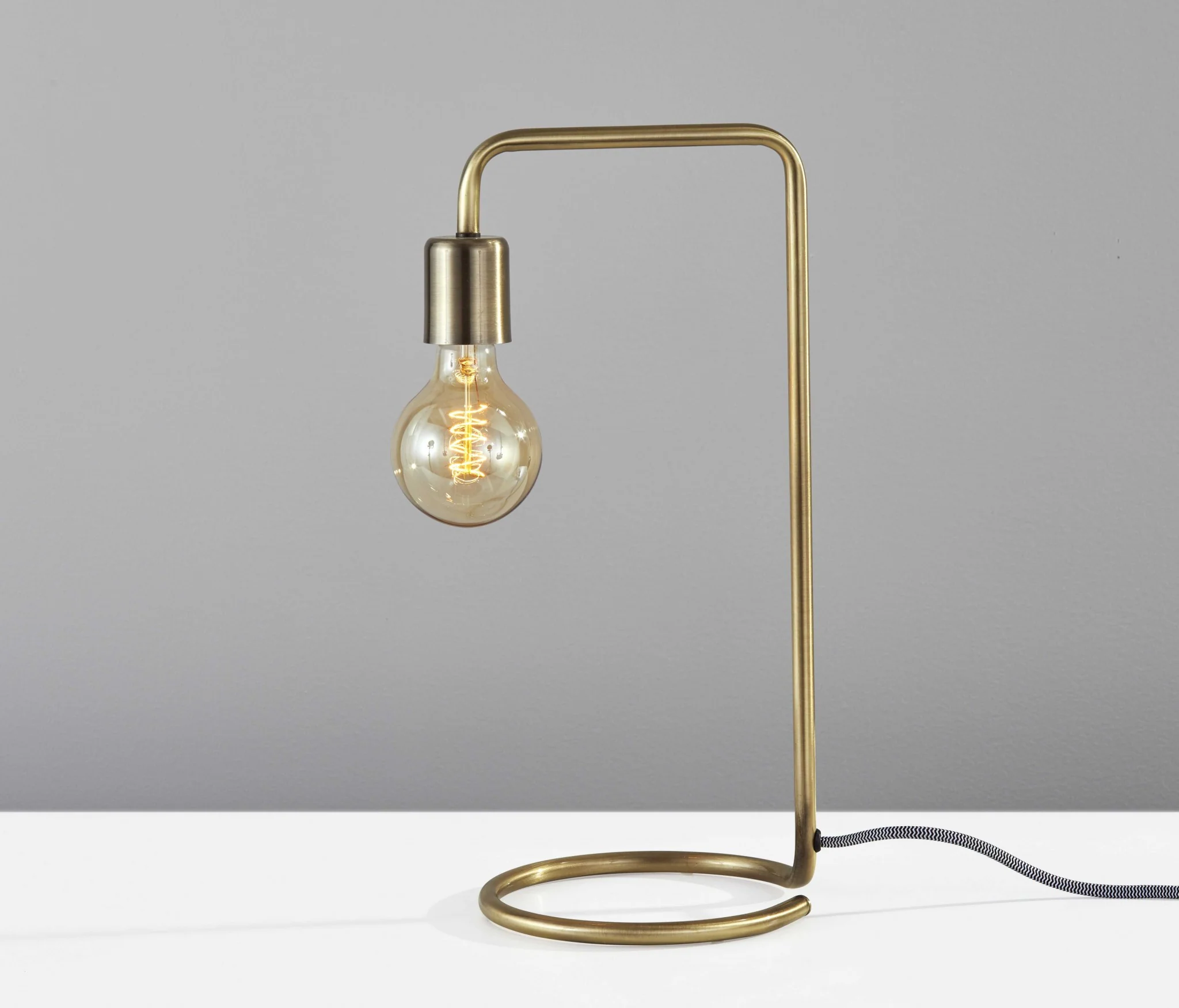 Industrial Antique Brass Finish Metal Desk Lamp With Vintage Edison Bulb By Homeroots