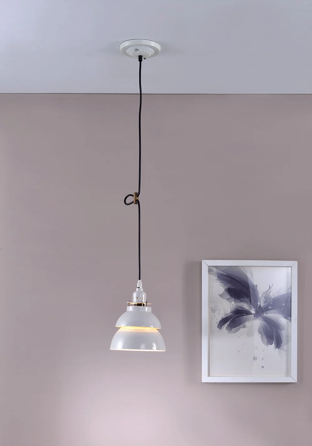 Industrial Two Tier White Metal Hanging Light By Homeroots