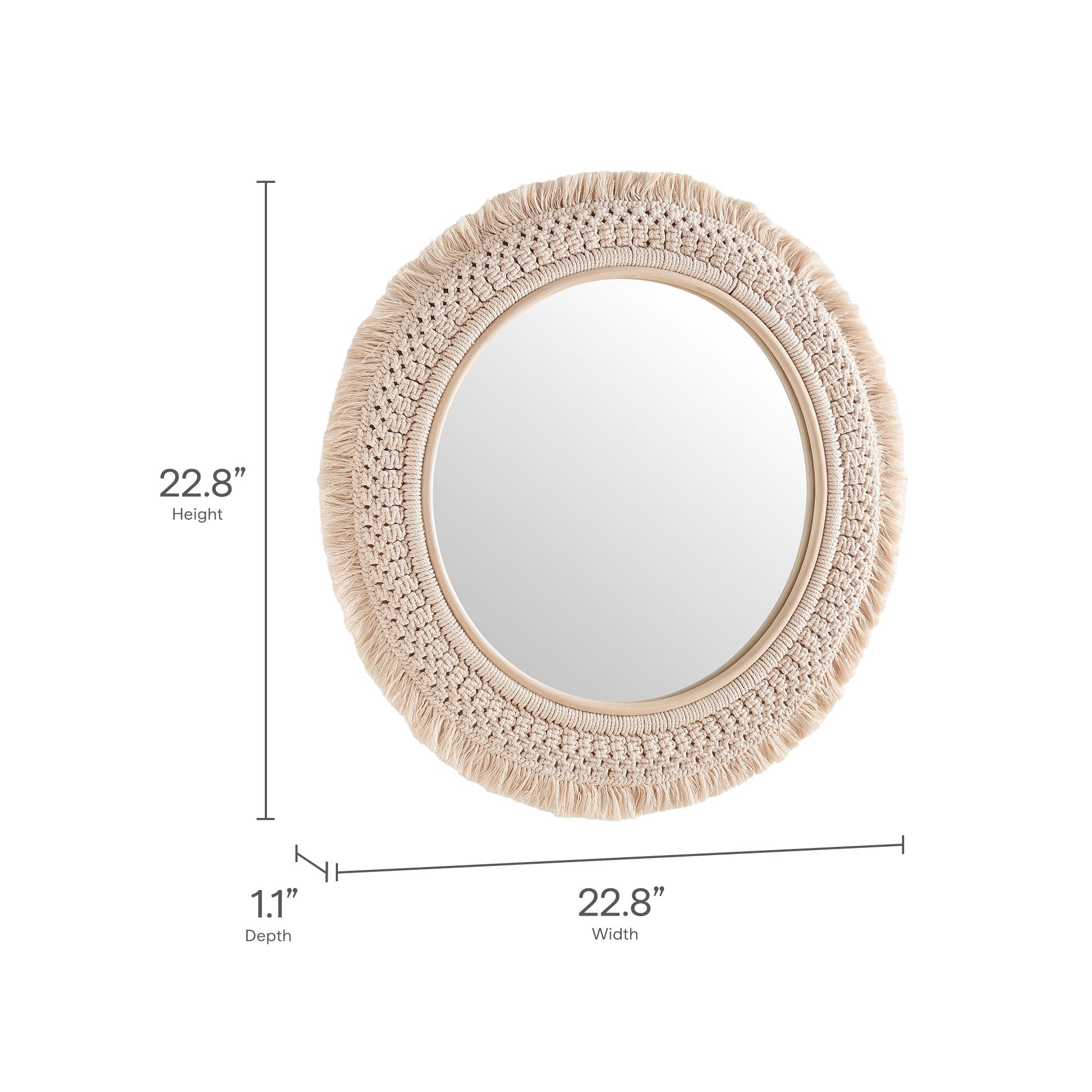Jade Round Rattan Macrame Wall Mirror by Modway - Image 7