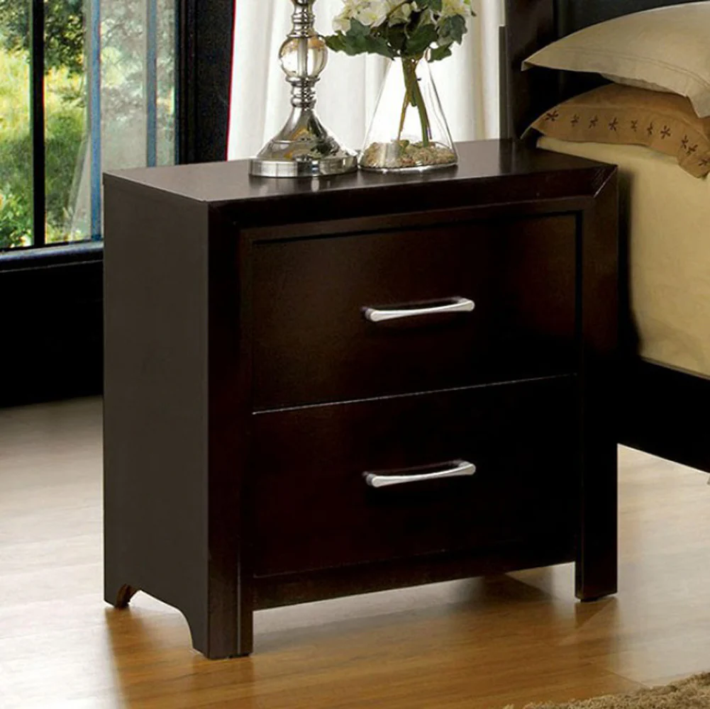 Janine Transitional Night Stand In Espresso Finish By Benzara