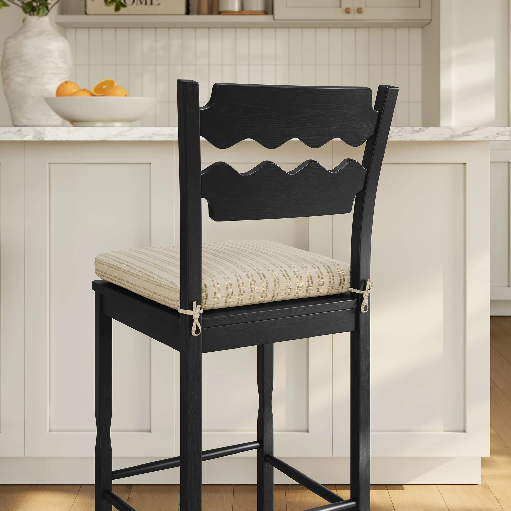 Jax Oak Wood Bar Stool With Wavy Razor Back and Cushion by Modway - Image 27