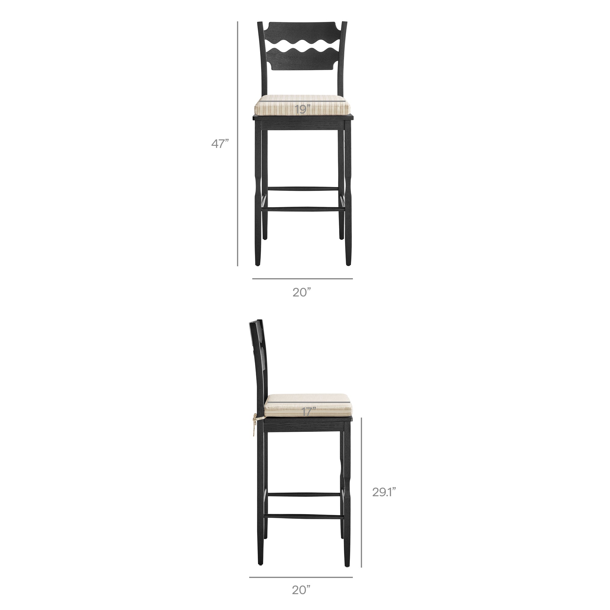 Jax Oak Wood Bar Stool With Wavy Razor Back and Cushion by Modway - Image 30