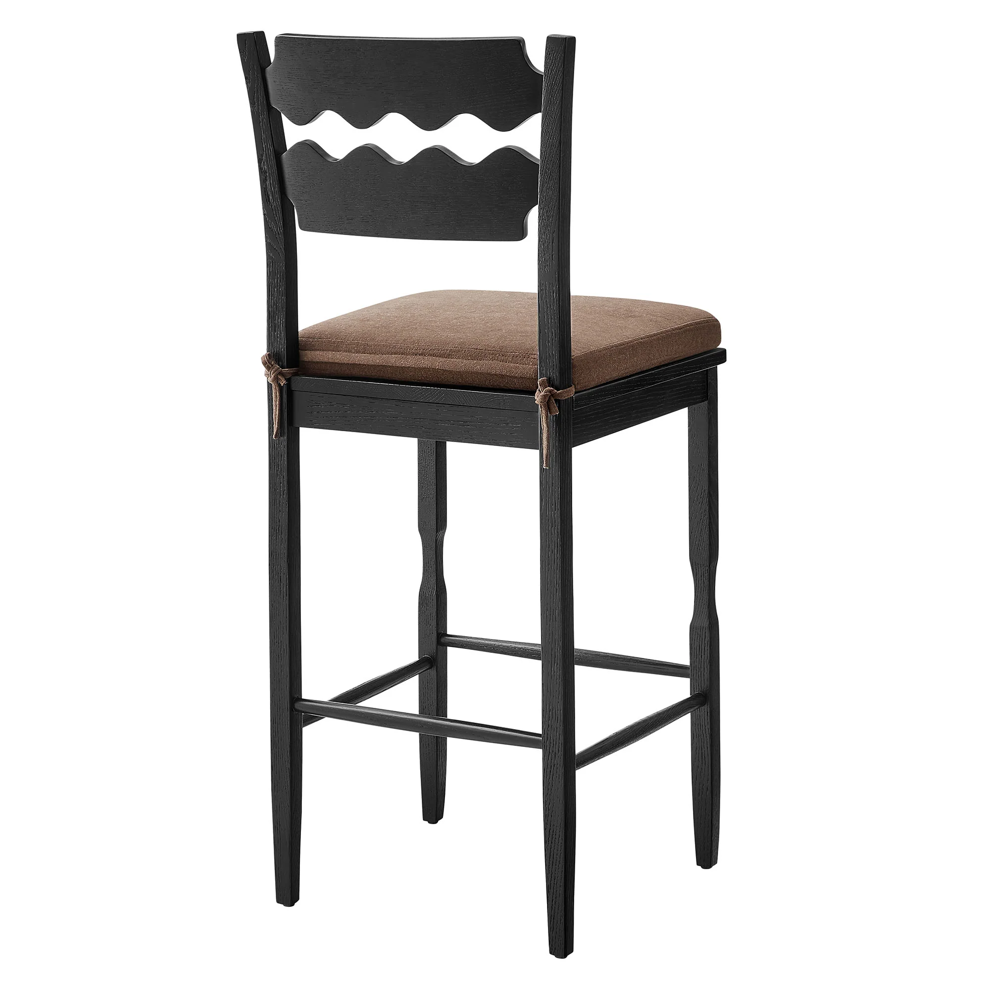 Jax Oak Wood Bar Stool With Wavy Razor Back and Cushion by Modway - Image 4