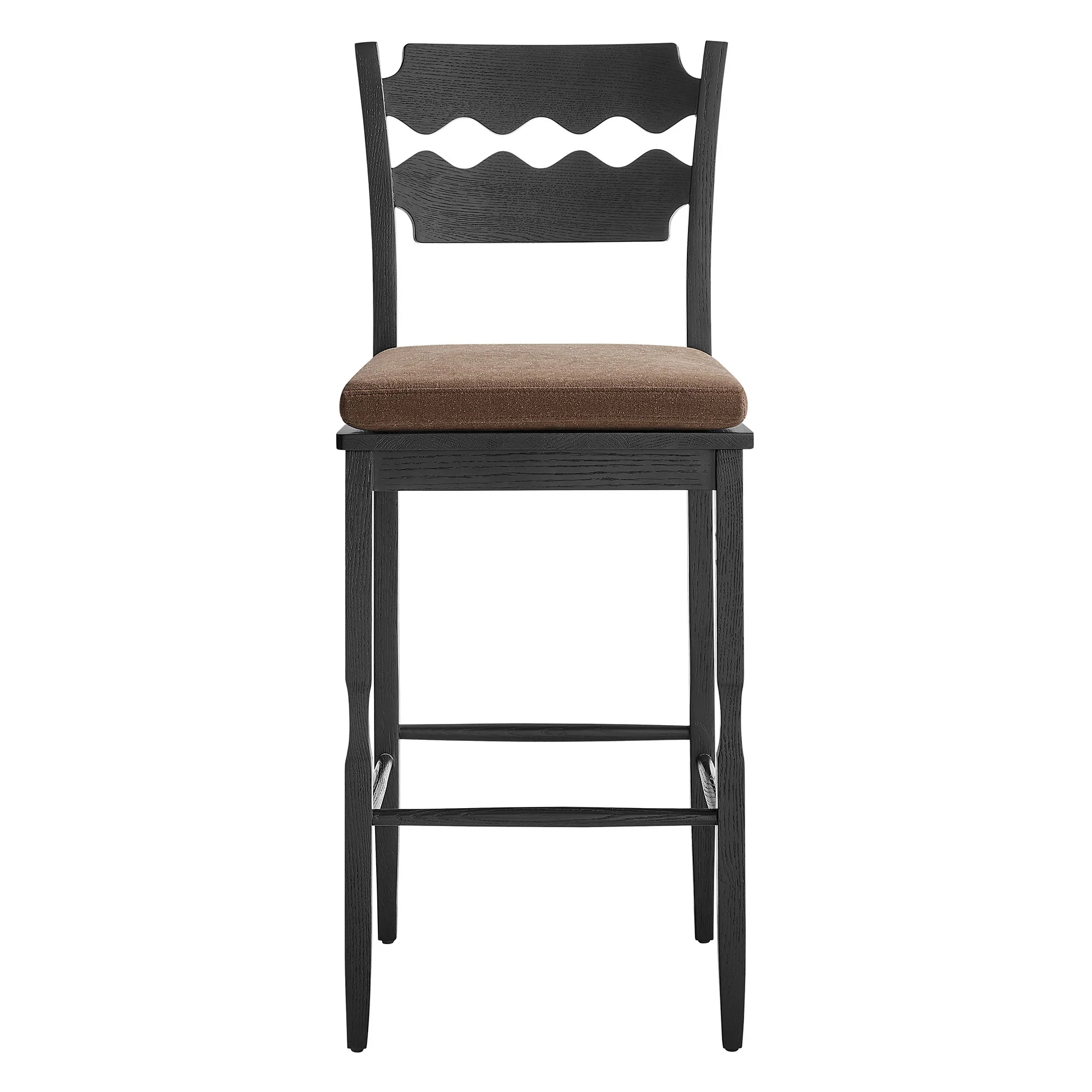 Jax Oak Wood Bar Stool With Wavy Razor Back and Cushion by Modway - Image 5