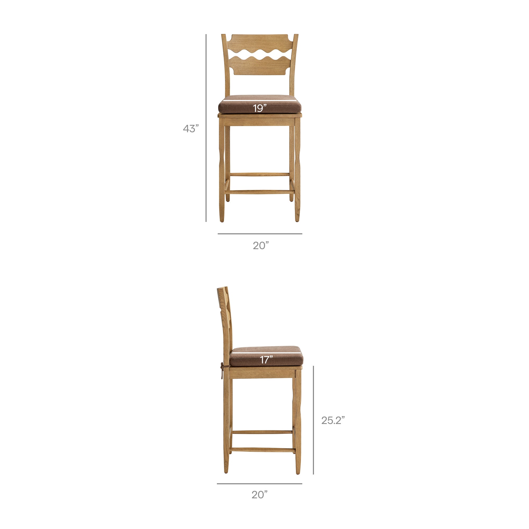 Jax Oak Wood Counter Stool With Wavy Razor Back and Cushion by Modway - Image 50