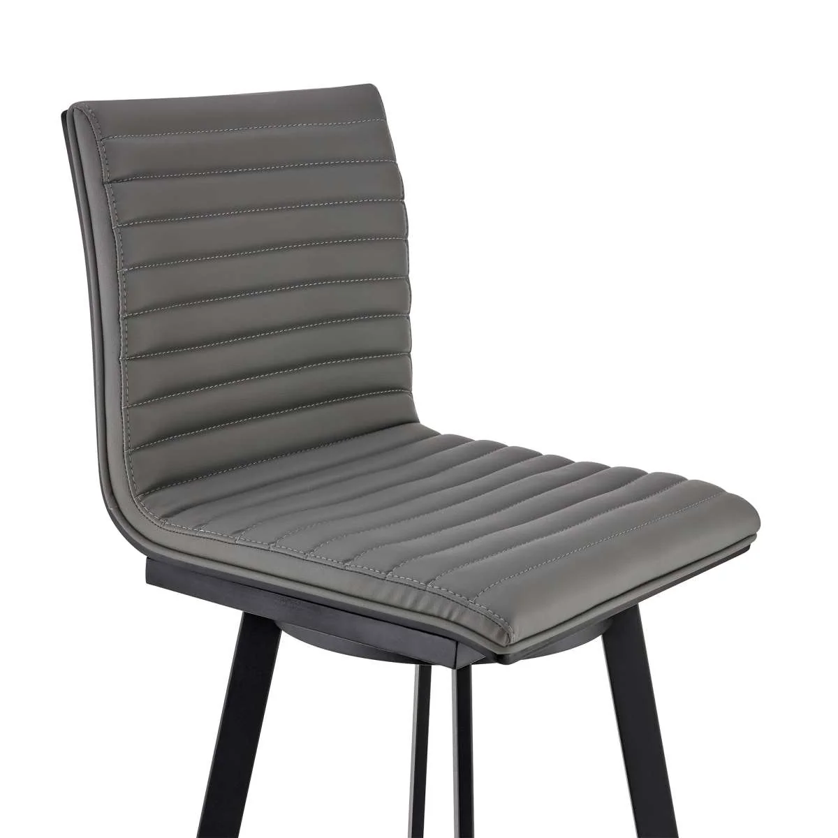 Jermaine 26" Counter Height Swivel Bar Stool in Matt Black Finish with Gray Faux Leather By Armen Living - Image 9