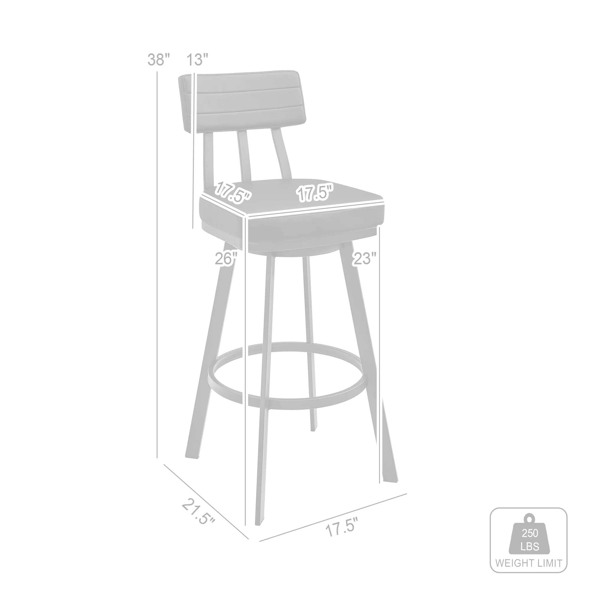 Jinab Swivel Counter Stool in Black Metal with Black Faux Leather By Armen Living - Image 9
