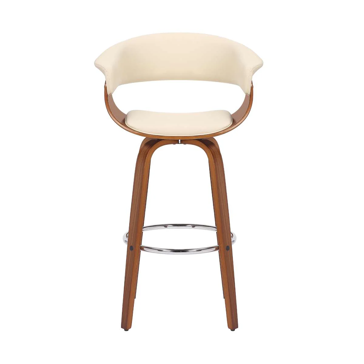 Julyssa 26" Counter Height Swivel Cream Faux Leather and Walnut Wood Bar Stool By Armen Living - Image 2