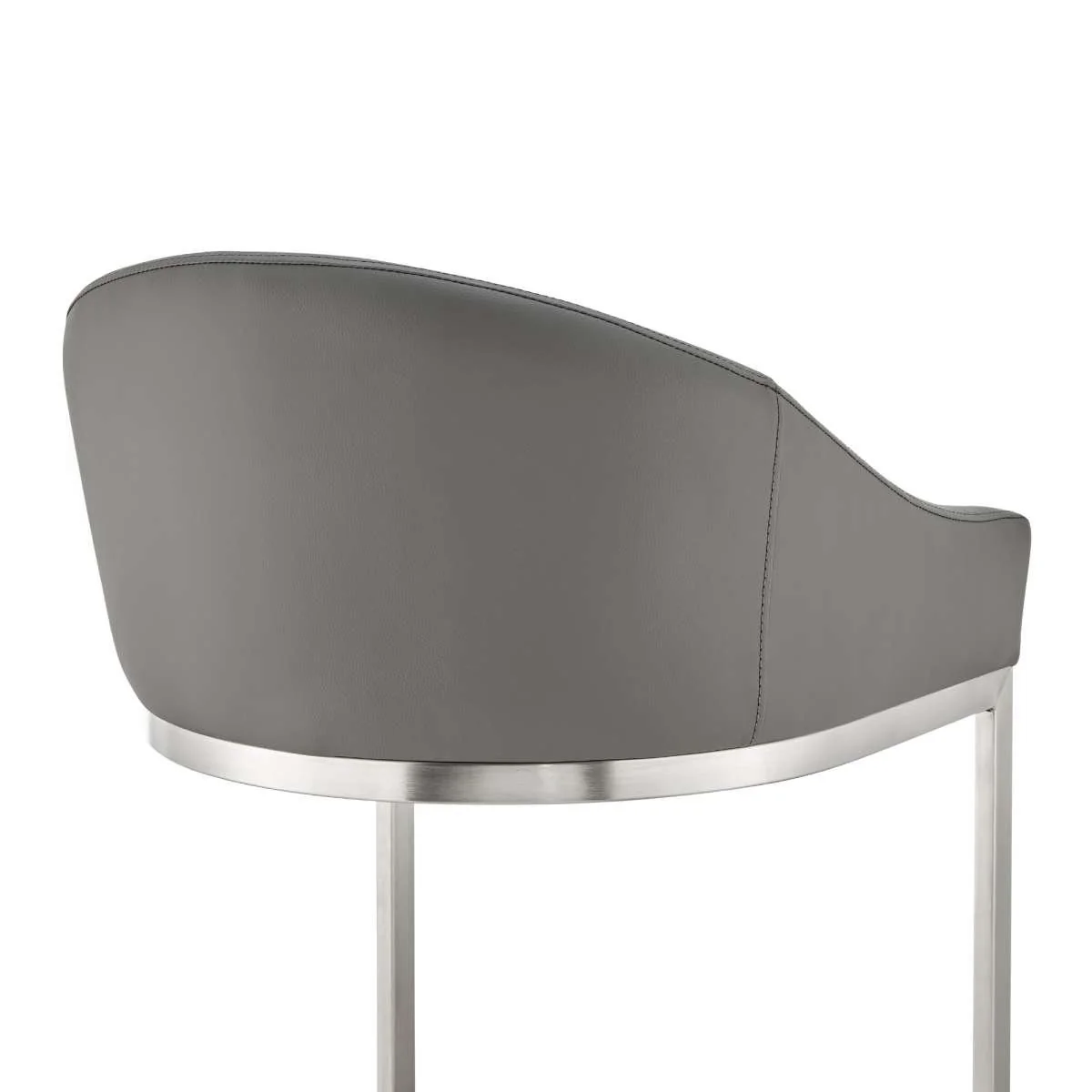 Katherine 30" Bar Stool in Brushed Stainless Steel with White Faux Leather By Armen Living - Image 16