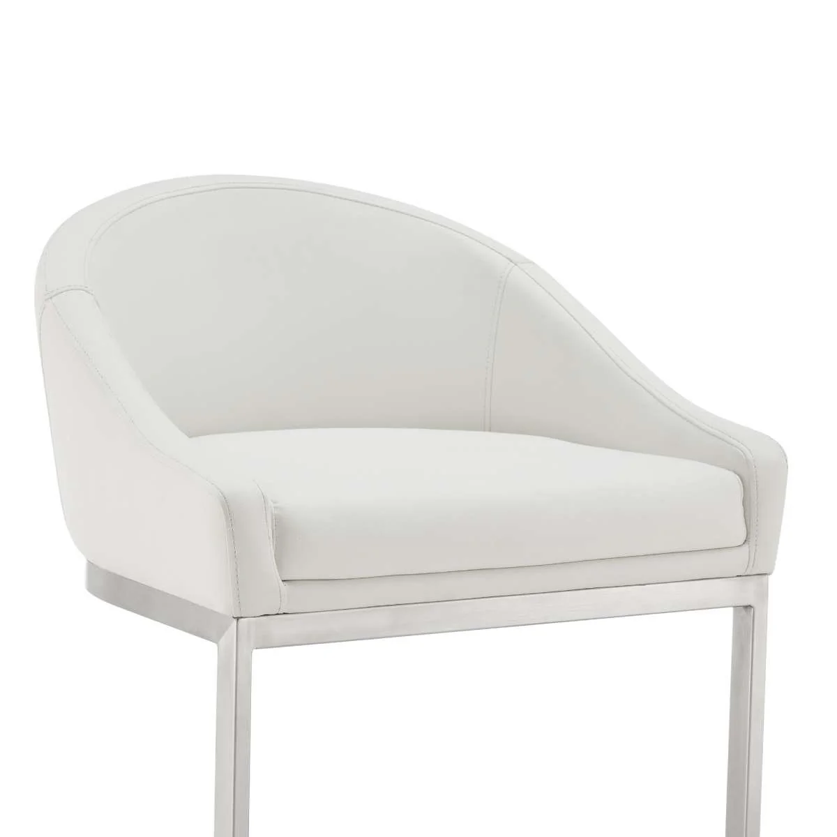 Katherine 30" Bar Stool in Brushed Stainless Steel with White Faux Leather By Armen Living - Image 5