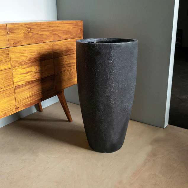 Kawa Flared Planter, Granite Black By Gold Leaf Design Group