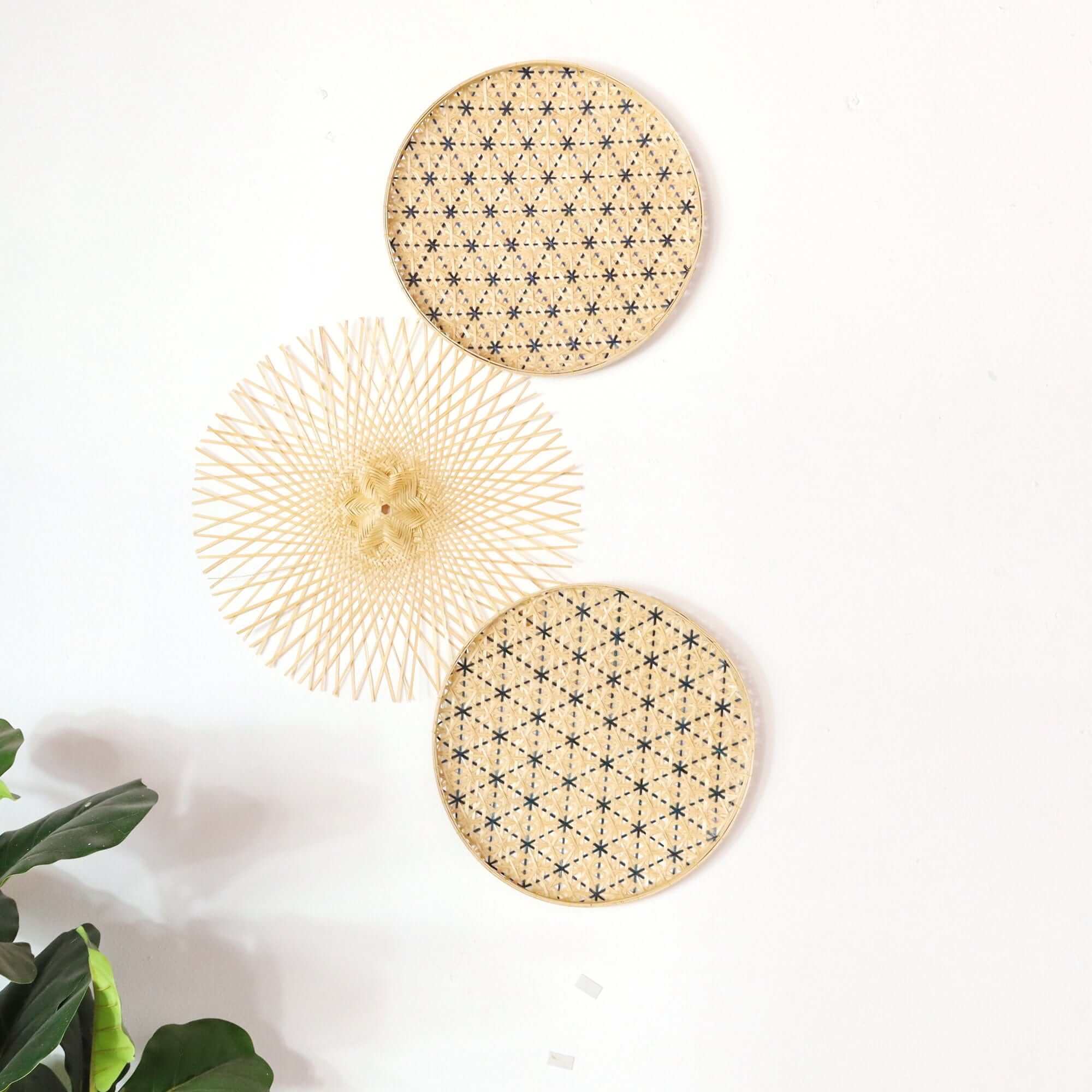 Kem Ma Pat- Bamboo Woven Wall Hangings (Set Of 3) By Thaihome