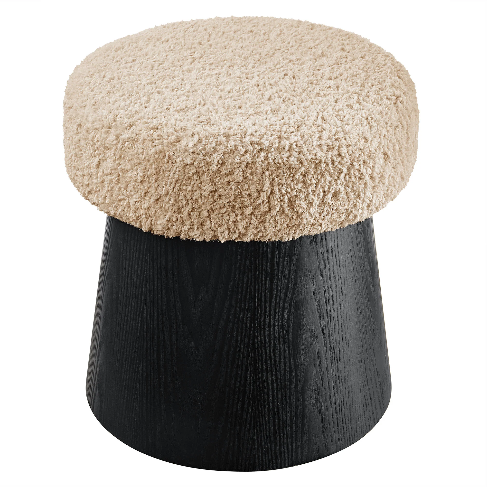 Ketra Round Faux Shearling Ottoman Footstool by Modway - Image 2
