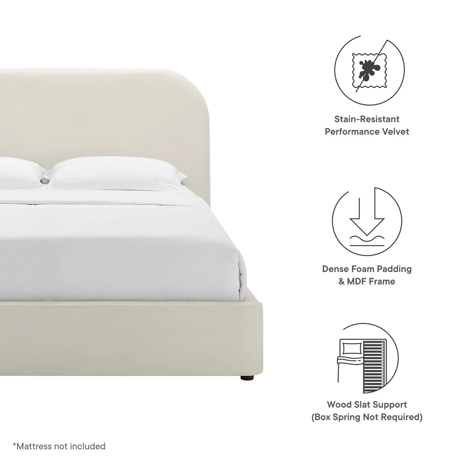Keynote Performance Velvet Curved Full Platform Bed By Modway - MOD-7139 - Image 7