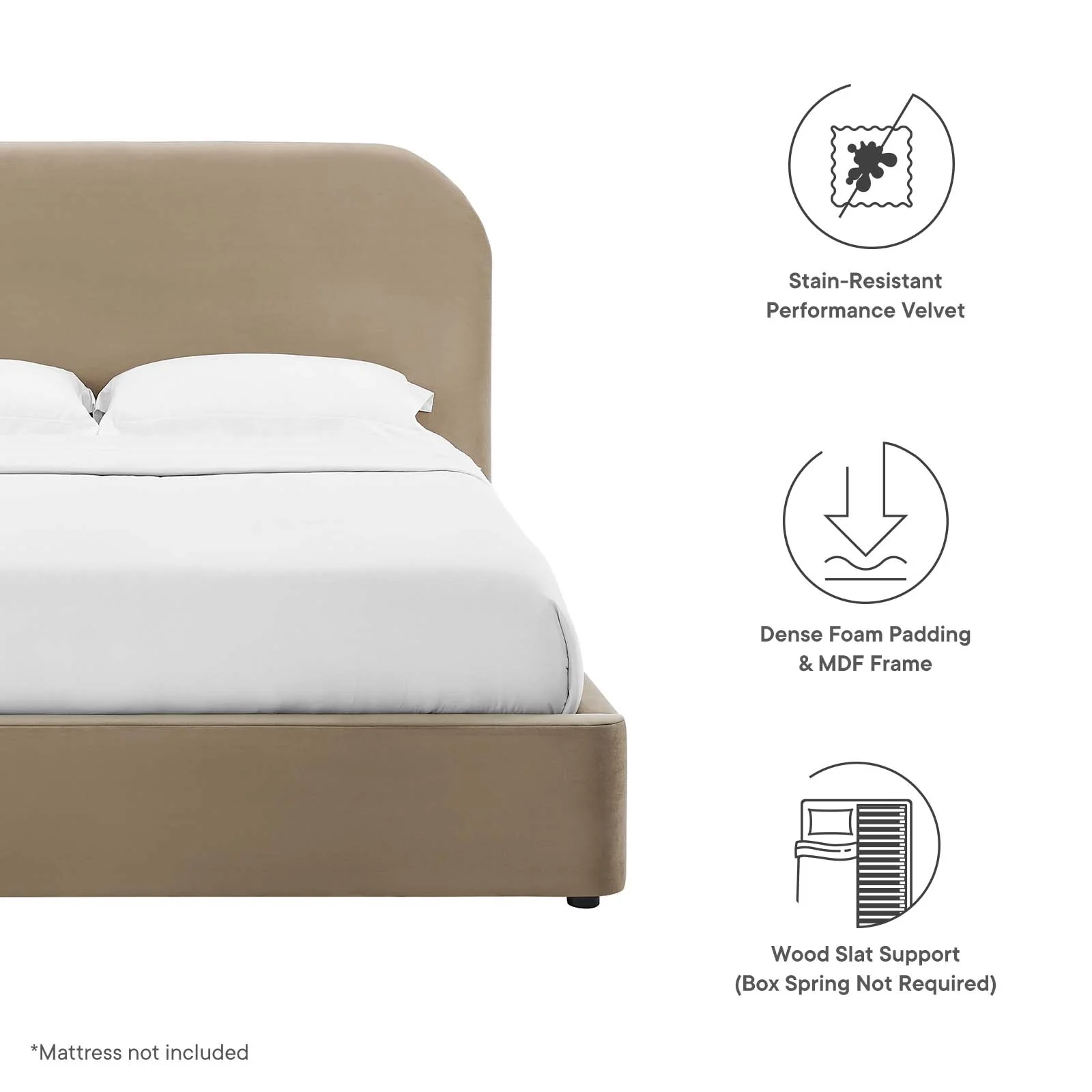 Keynote Performance Velvet Curved Queen Platform Bed By Modway - MOD-7141 - Image 15