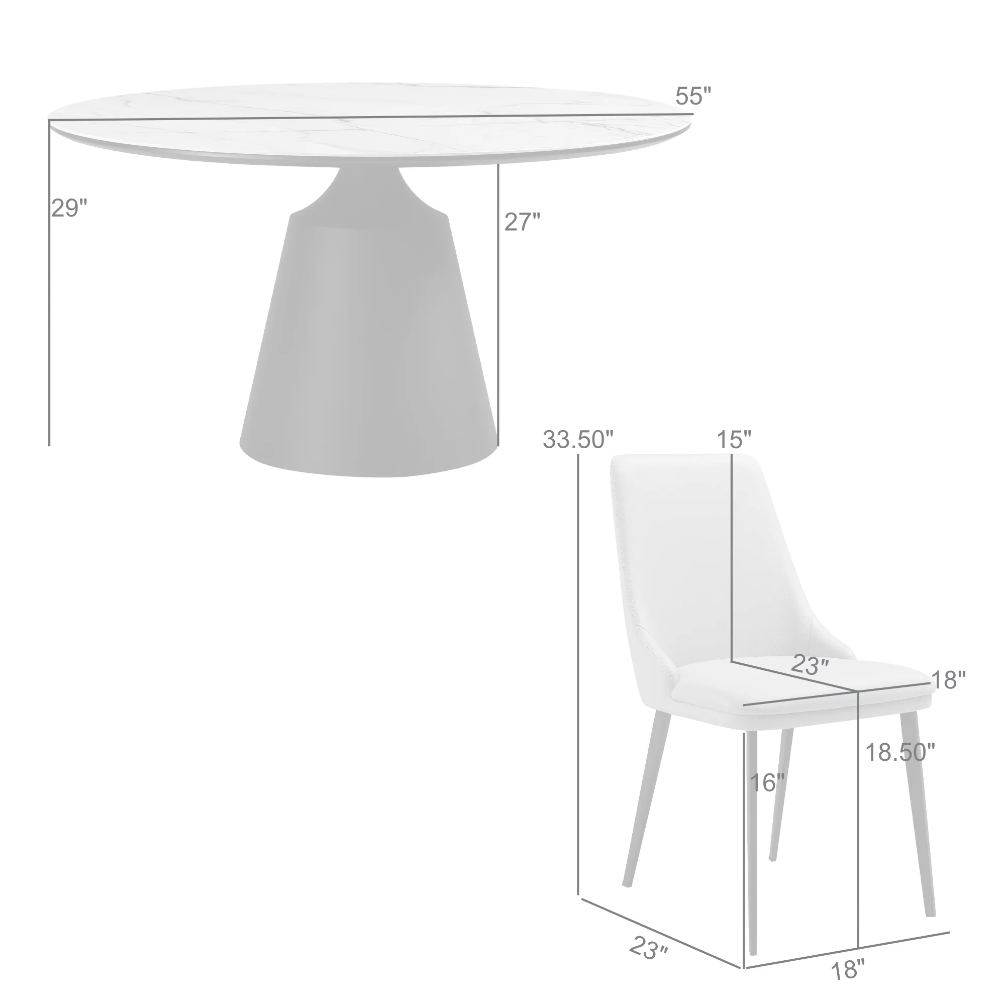 Knox Genesis 5 Piece Dining Set with Stone Top and Beige Faux Leather Chairs By Armen Living - Image 21