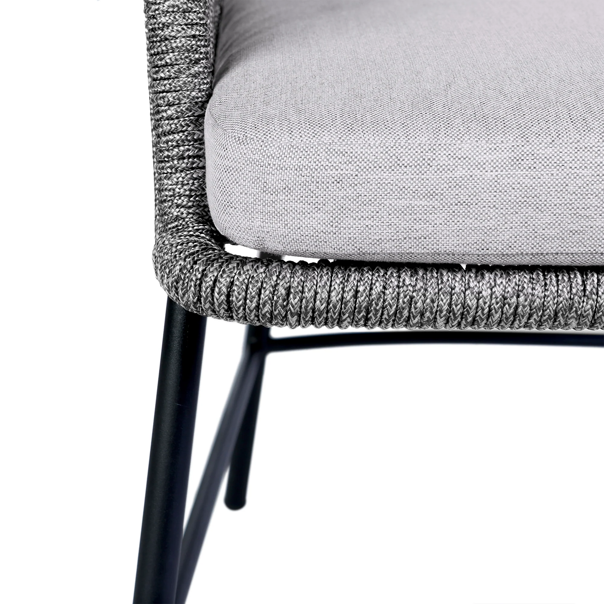 Koala Calica and Camino 6 Piece Outdoor Dining Set with Dark Eucalyptus Wood and Grey Rope and Cushions By Armen Living - Image 8