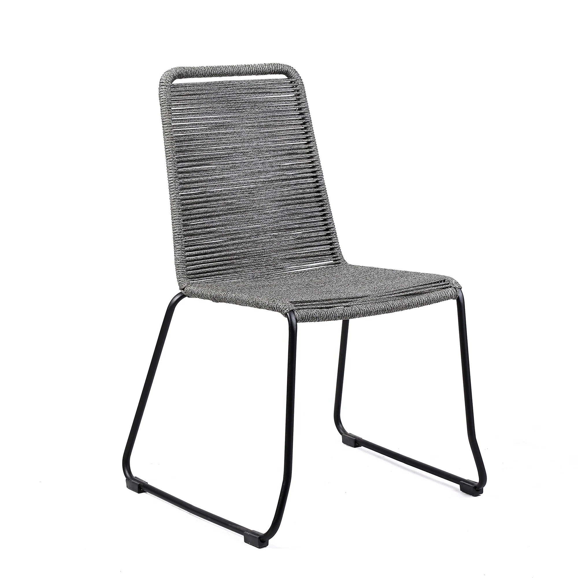 Koala Shasta and Camino 5 Piece Outdoor Dining Set in Dark Eucalyptus Wood with Grey Rope By Armen Living - Image 3