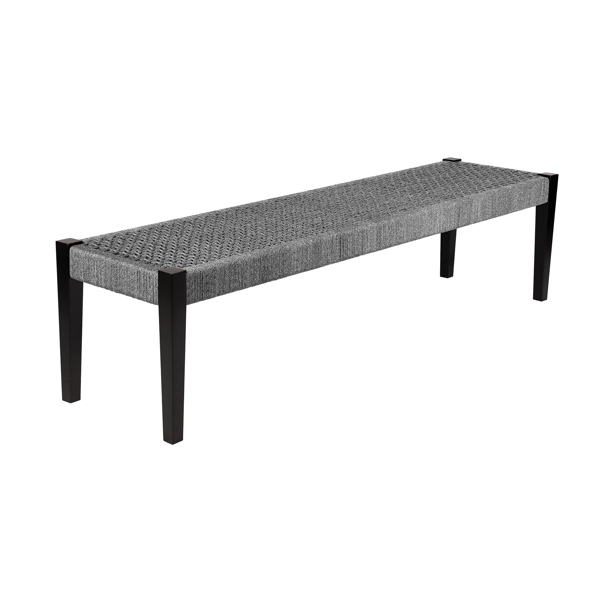 Koala Shasta and Camino 5 Piece Outdoor Dining Set in Dark Eucalyptus Wood with Grey Rope By Armen Living - Image 7