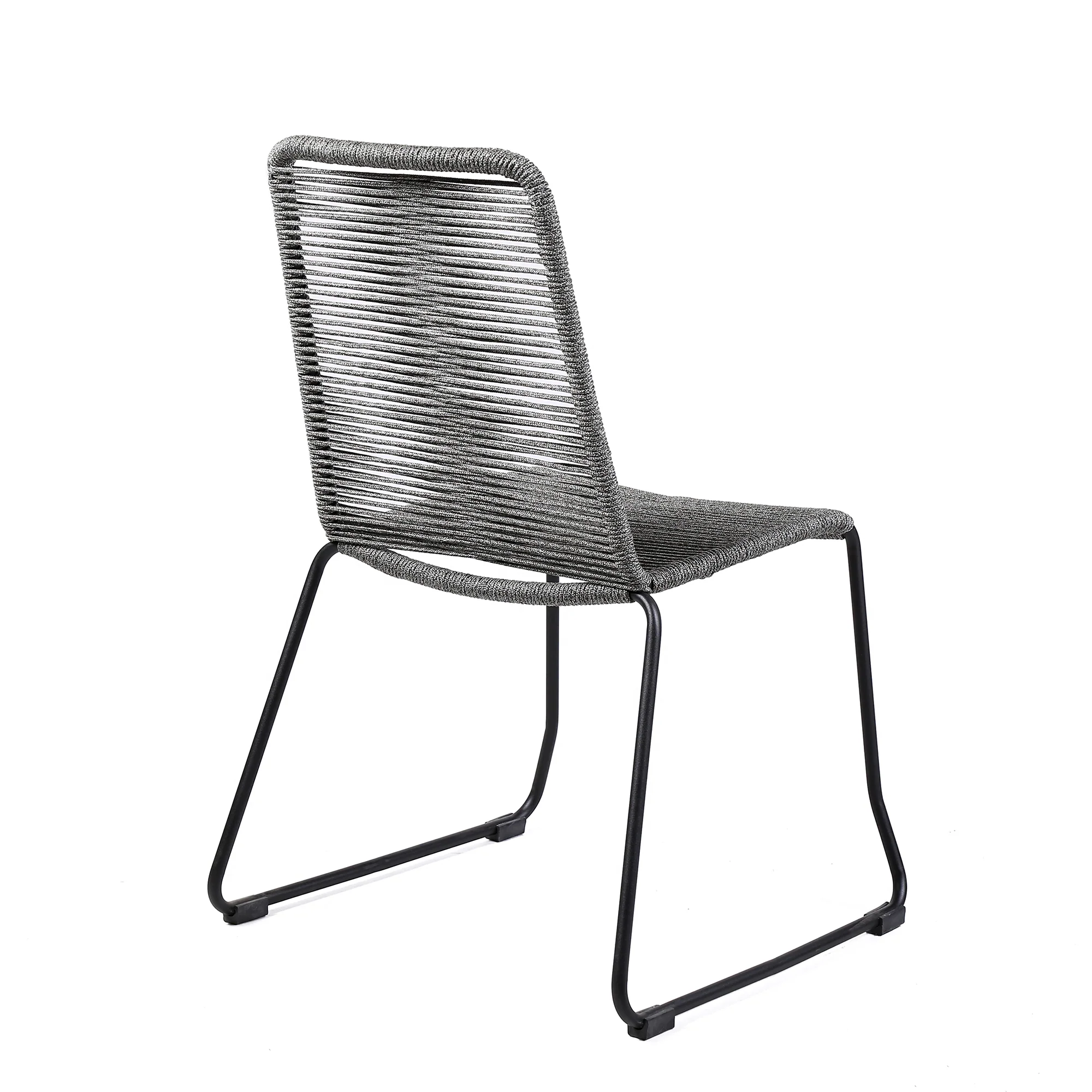 Koala Shasta and Camino 6 Piece Outdoor Dining Set in Dark Eucalyptus Wood with Grey Rope By Armen Living - Image 4