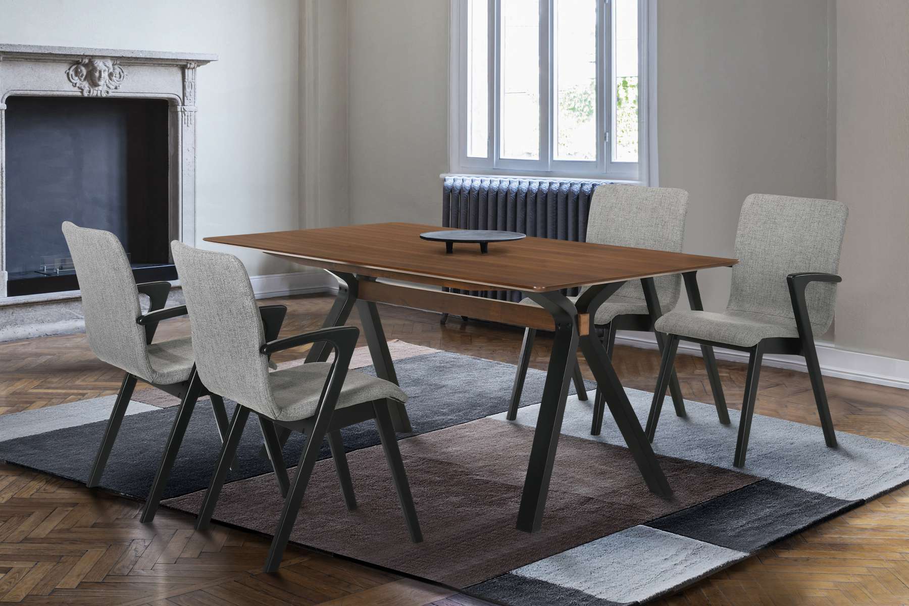 Laredo and Varde 5 Piece Black Rectangular Dining Set By Armen Living