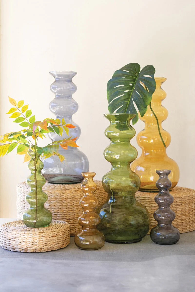 Large Glass Bubble Vase - Blue By Kalalou - Image 2