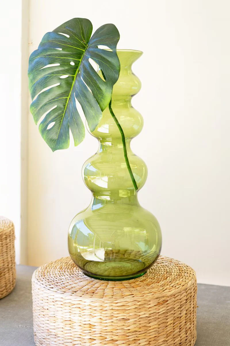 Large Glass Bubble Vase - Green By Kalalou