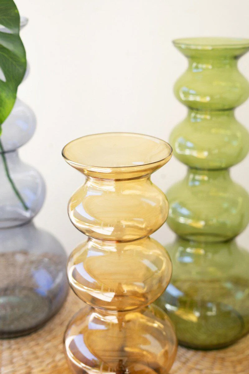 Large Glass Bubble Vase - Green By Kalalou - Image 3