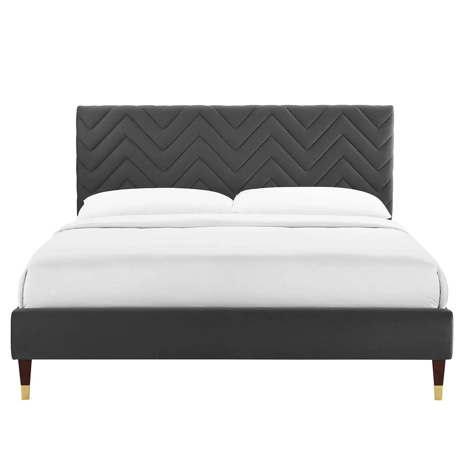 Leah Chevron Tufted Performance Velvet King Platform Bed By Modway - MOD-7005 - Image 4