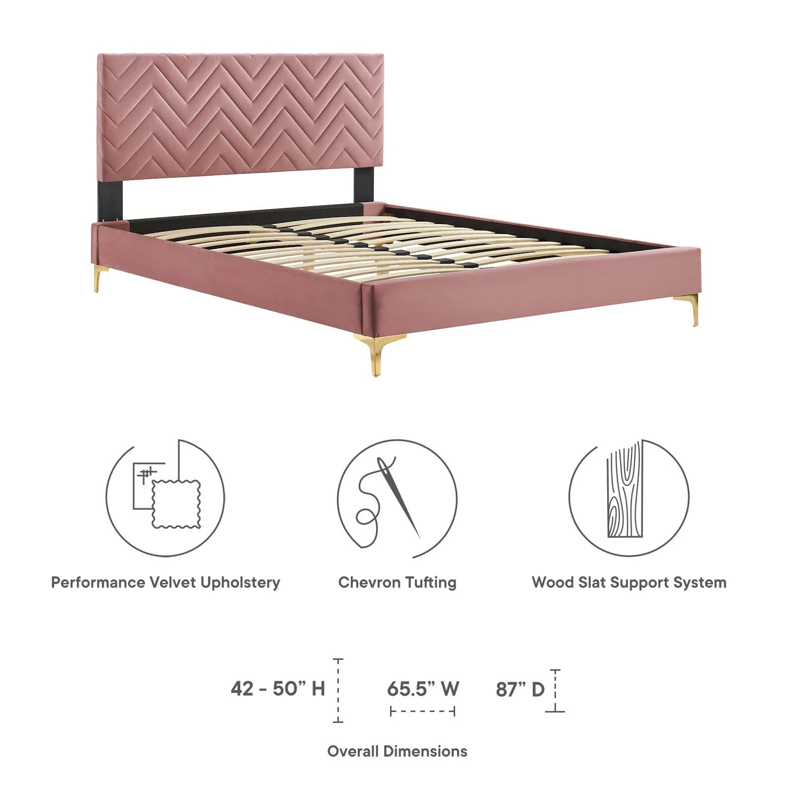 Leah Chevron Tufted Performance Velvet Queen Platform Bed By Modway - MOD-6977 - Image 14