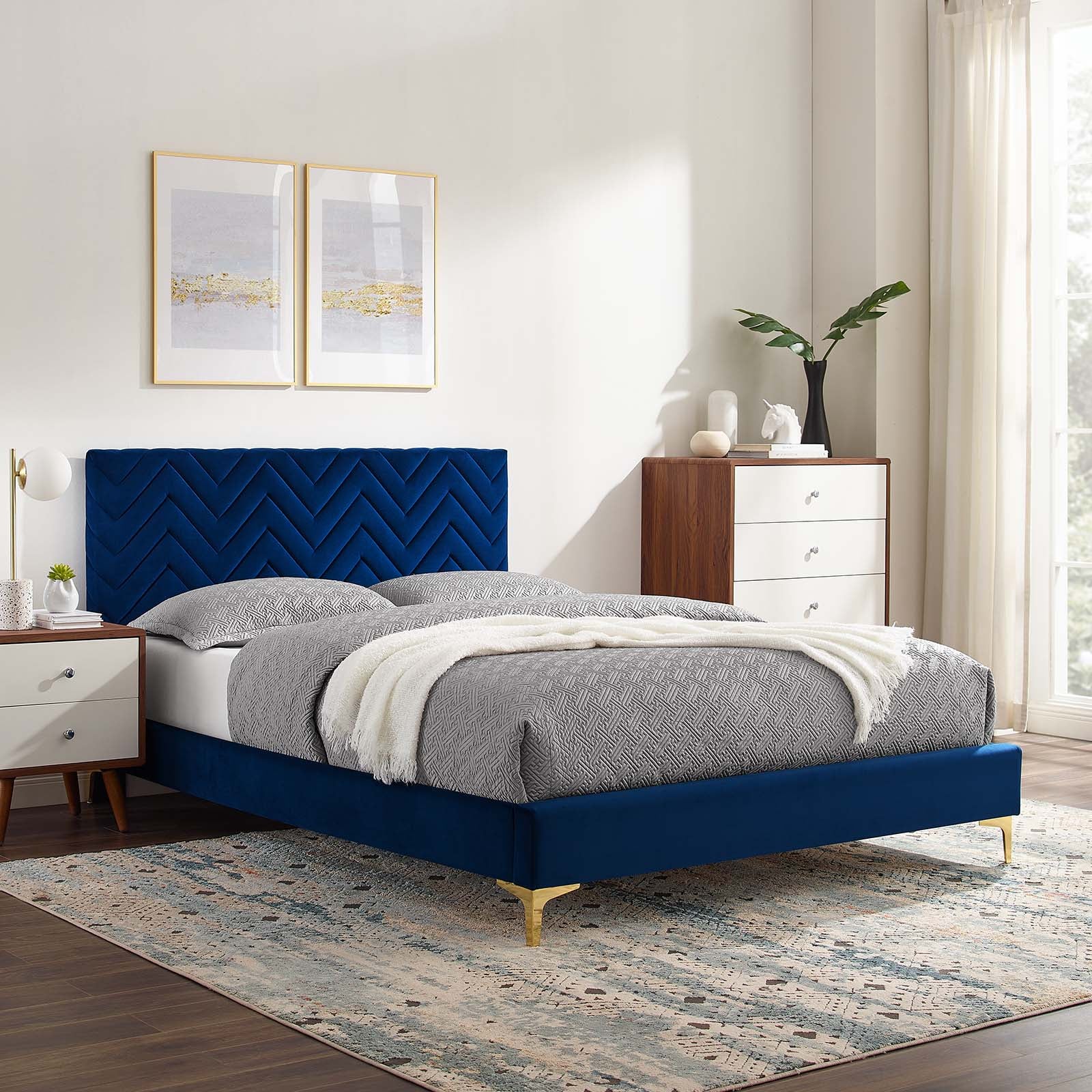Leah Chevron Tufted Performance Velvet Queen Platform Bed By Modway - MOD-6977 - Image 24