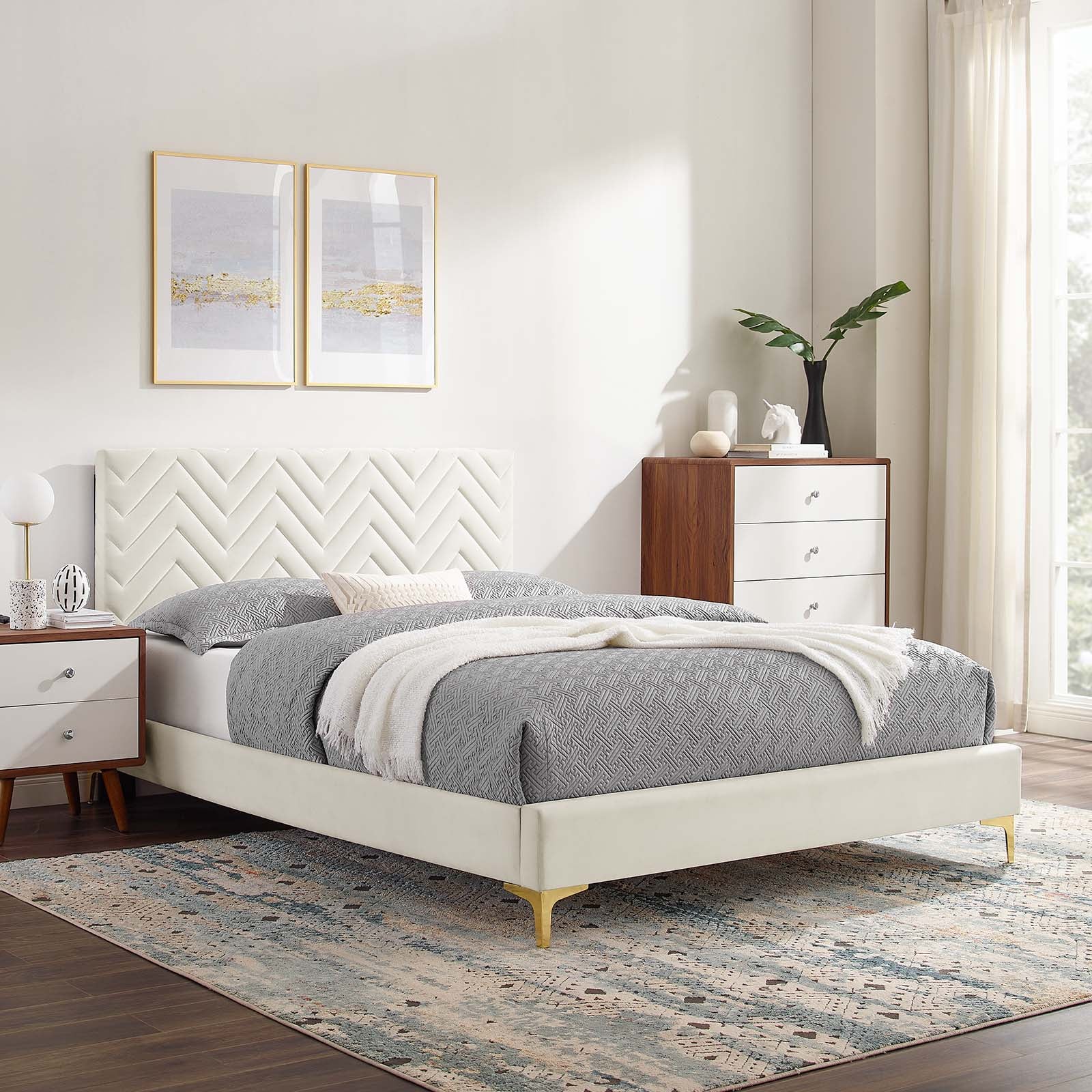 Leah Chevron Tufted Performance Velvet Queen Platform Bed By Modway - MOD-6977 - Image 32