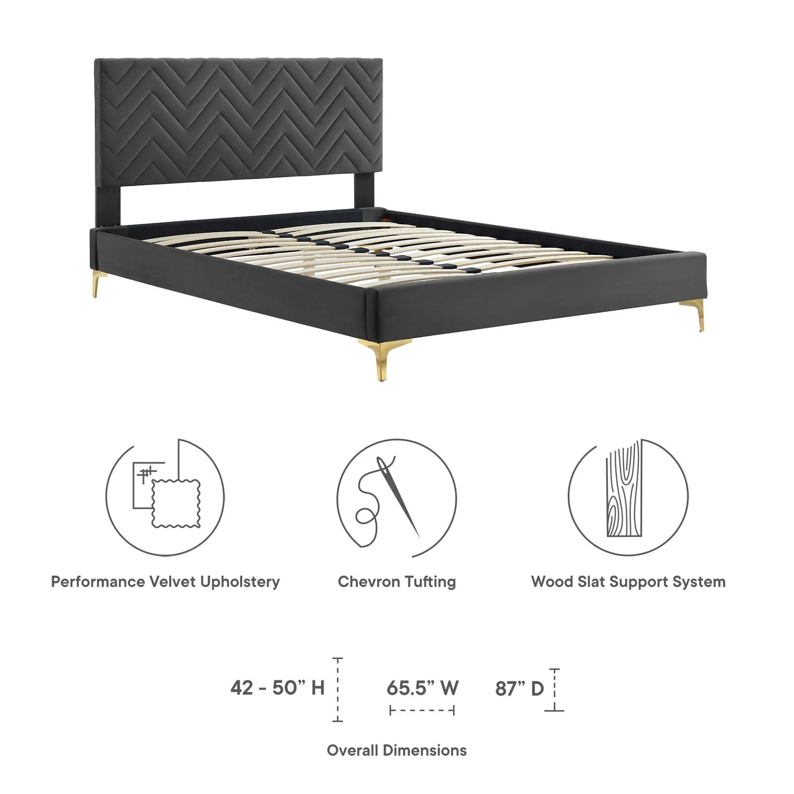 Leah Chevron Tufted Performance Velvet Queen Platform Bed By Modway - MOD-6977 - Image 7